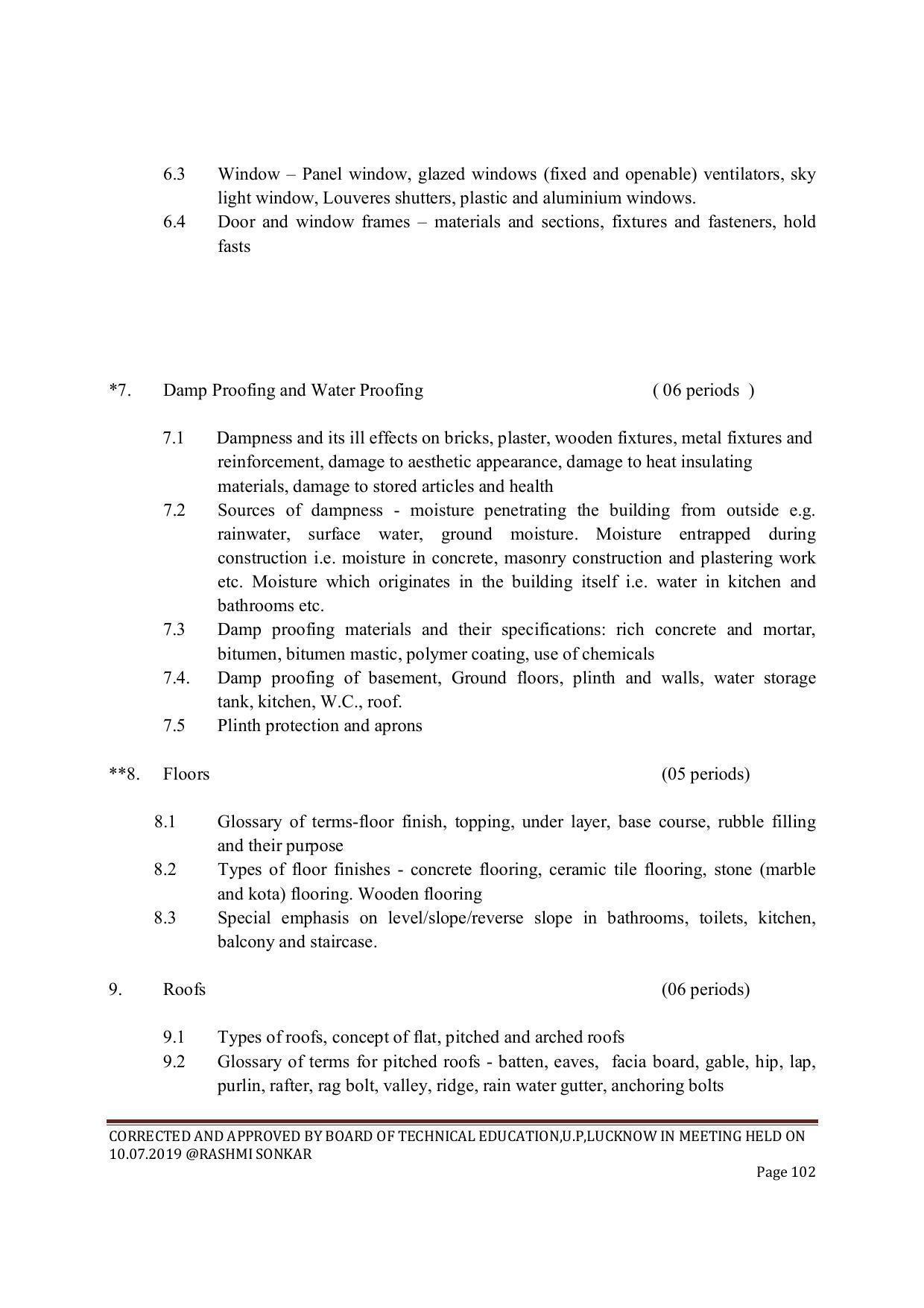 EFFECTIVE FROM JULY 2019-20 - SIX SEMESTER DIPLOMA COURSE IN CIVIL ENGINEERING (ENVIR. POLL. &CON) - Page 102