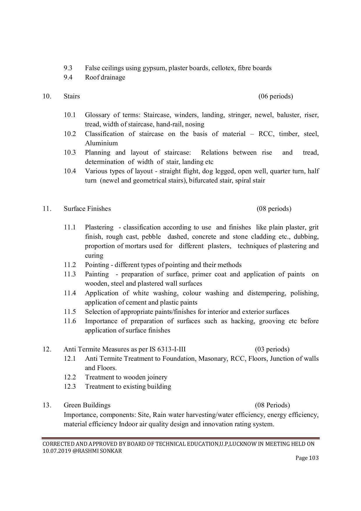EFFECTIVE FROM JULY 2019-20 - SIX SEMESTER DIPLOMA COURSE IN CIVIL ENGINEERING (ENVIR. POLL. &CON) - Page 103