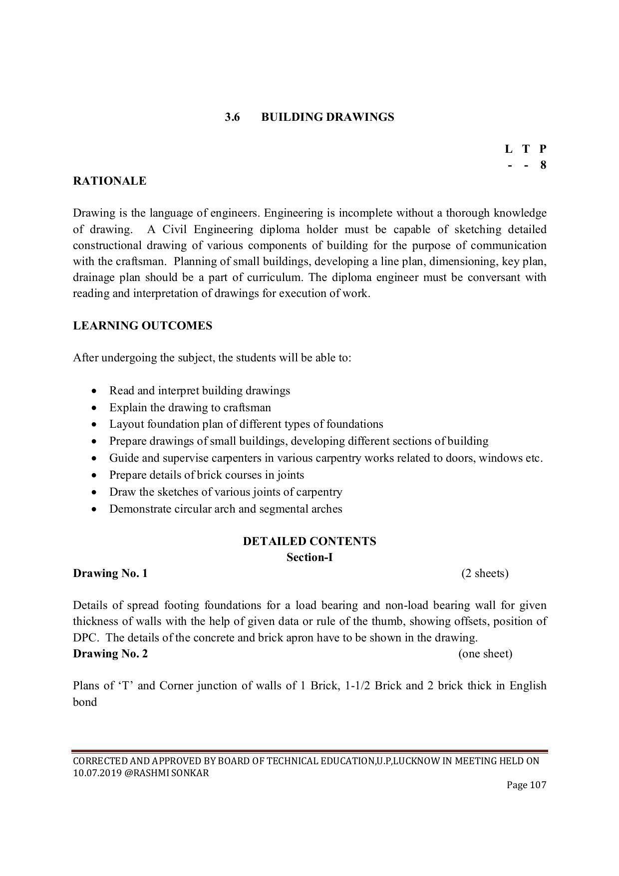 EFFECTIVE FROM JULY 2019-20 - SIX SEMESTER DIPLOMA COURSE IN CIVIL ENGINEERING (ENVIR. POLL. &CON) - Page 107