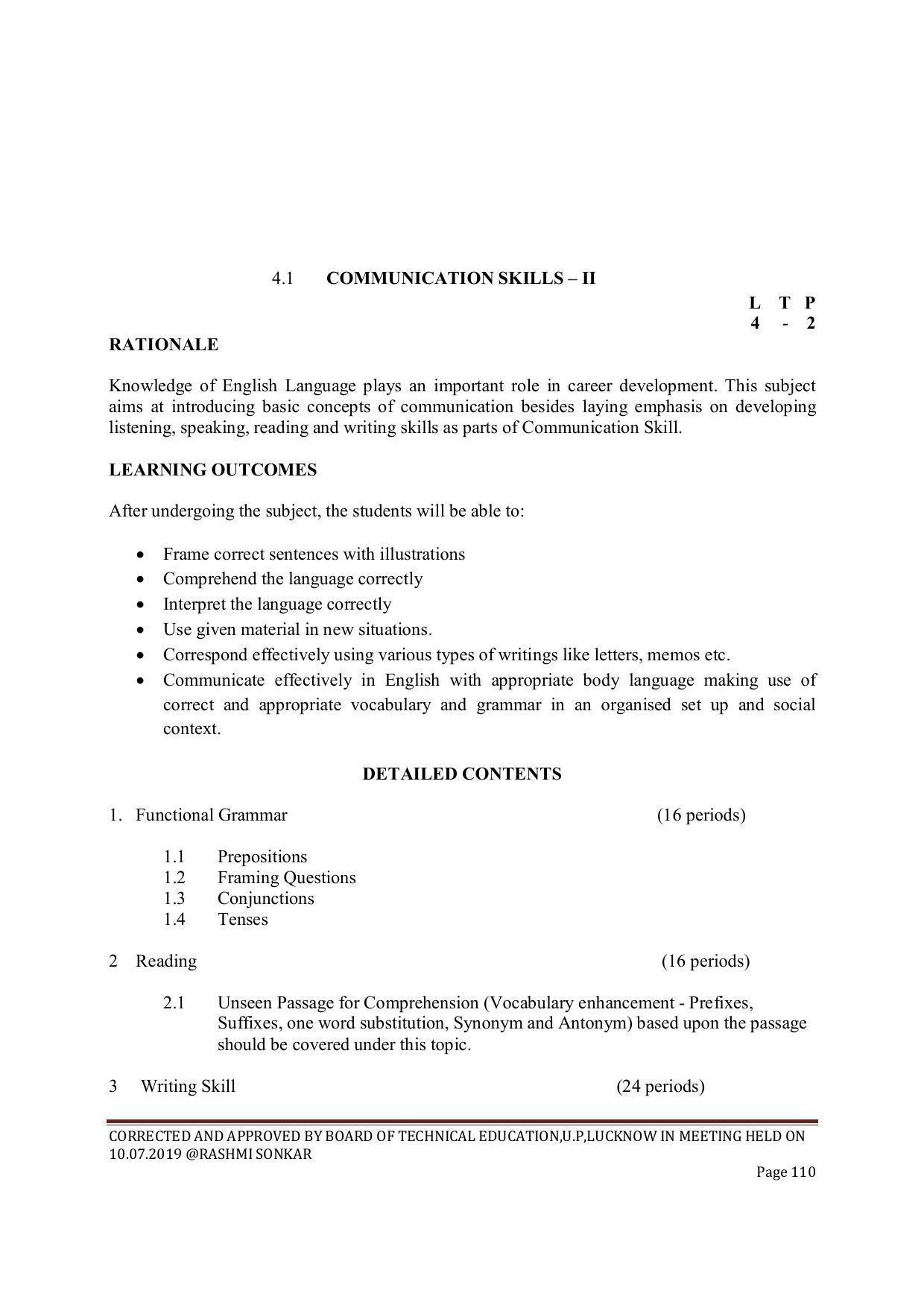 EFFECTIVE FROM JULY 2019-20 - SIX SEMESTER DIPLOMA COURSE IN CIVIL ENGINEERING (ENVIR. POLL. &CON) - Page 110