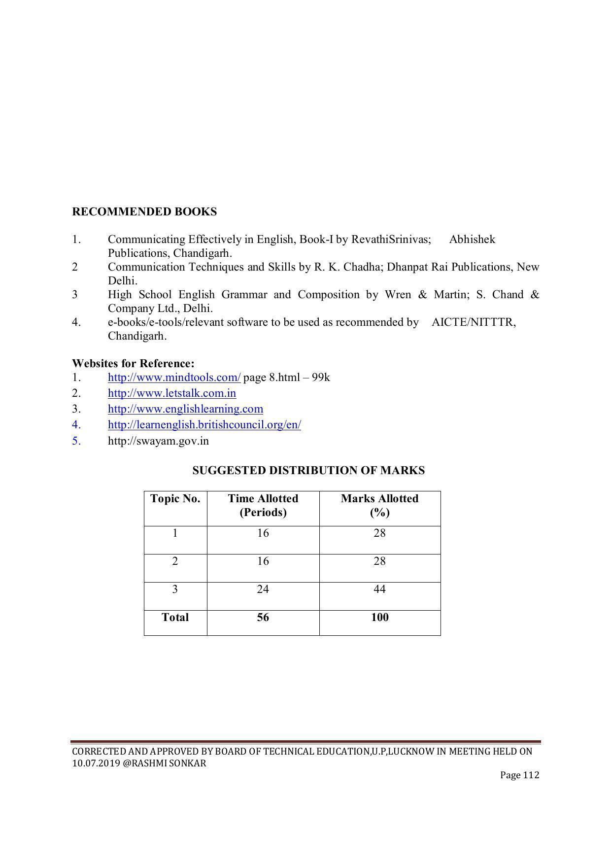 EFFECTIVE FROM JULY 2019-20 - SIX SEMESTER DIPLOMA COURSE IN CIVIL ENGINEERING (ENVIR. POLL. &CON) - Page 112