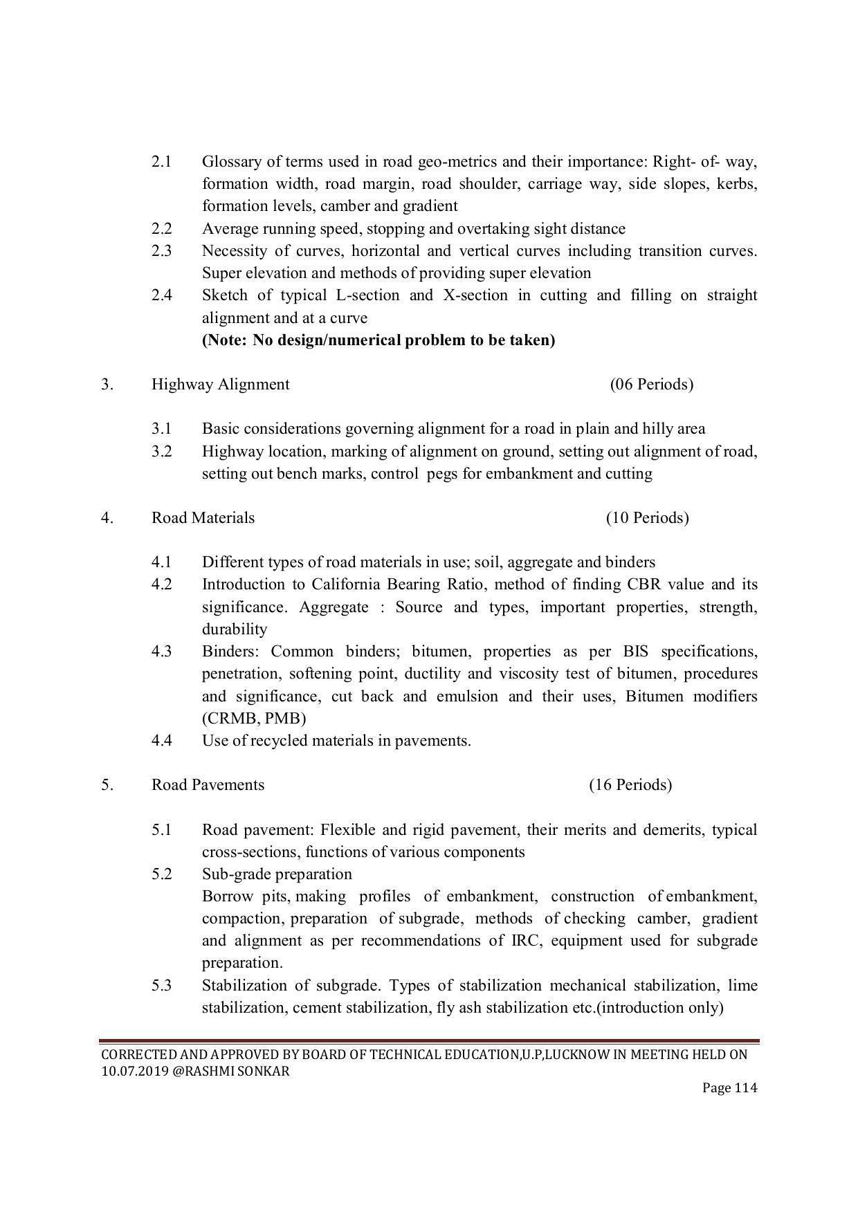 EFFECTIVE FROM JULY 2019-20 - SIX SEMESTER DIPLOMA COURSE IN CIVIL ENGINEERING (ENVIR. POLL. &CON) - Page 114