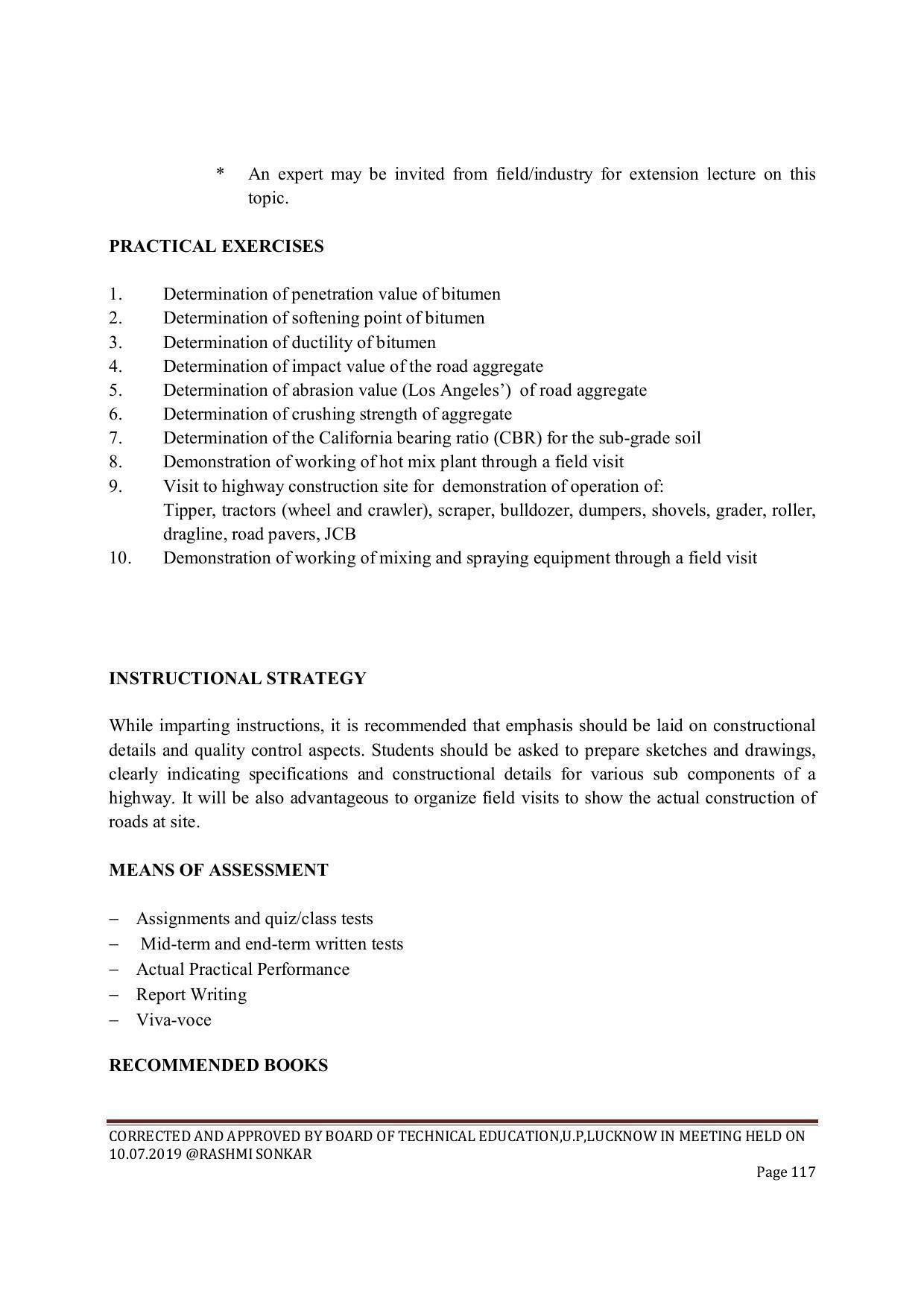 EFFECTIVE FROM JULY 2019-20 - SIX SEMESTER DIPLOMA COURSE IN CIVIL ENGINEERING (ENVIR. POLL. &CON) - Page 117
