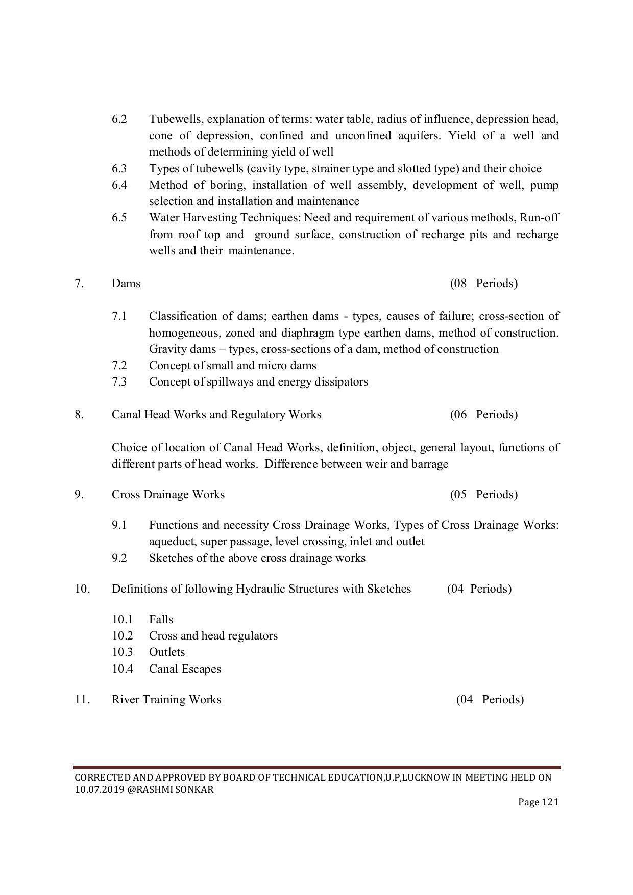 EFFECTIVE FROM JULY 2019-20 - SIX SEMESTER DIPLOMA COURSE IN CIVIL ENGINEERING (ENVIR. POLL. &CON) - Page 121