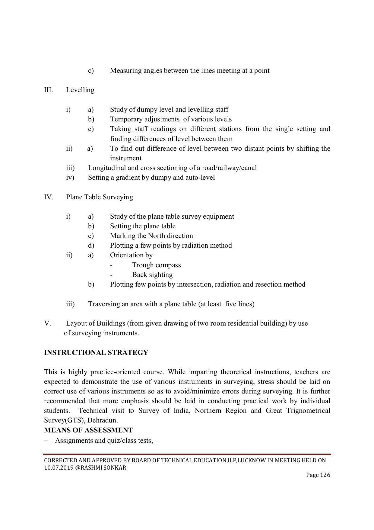 EFFECTIVE FROM JULY 2019-20 - SIX SEMESTER DIPLOMA COURSE IN CIVIL ENGINEERING (ENVIR. POLL. &CON) - Page 126