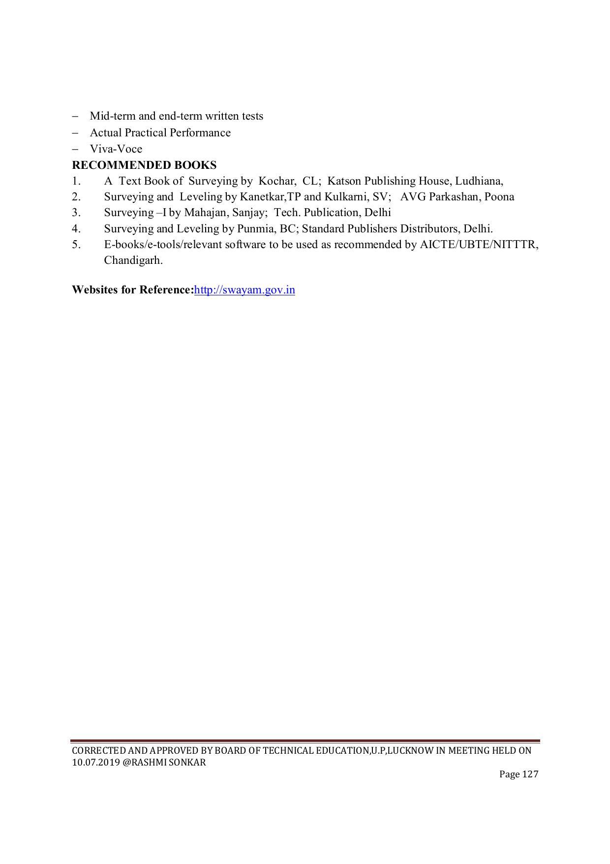 EFFECTIVE FROM JULY 2019-20 - SIX SEMESTER DIPLOMA COURSE IN CIVIL ENGINEERING (ENVIR. POLL. &CON) - Page 127