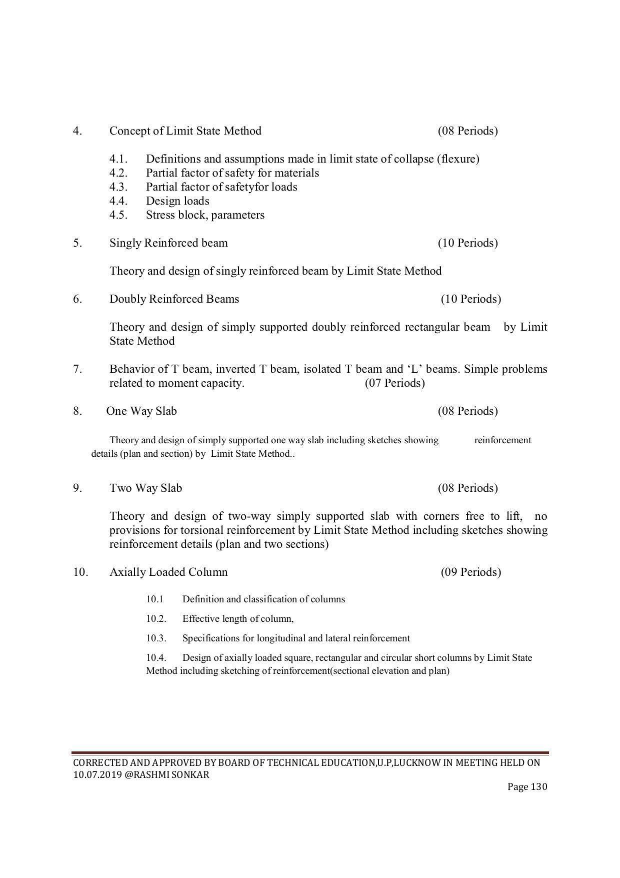 EFFECTIVE FROM JULY 2019-20 - SIX SEMESTER DIPLOMA COURSE IN CIVIL ENGINEERING (ENVIR. POLL. &CON) - Page 130
