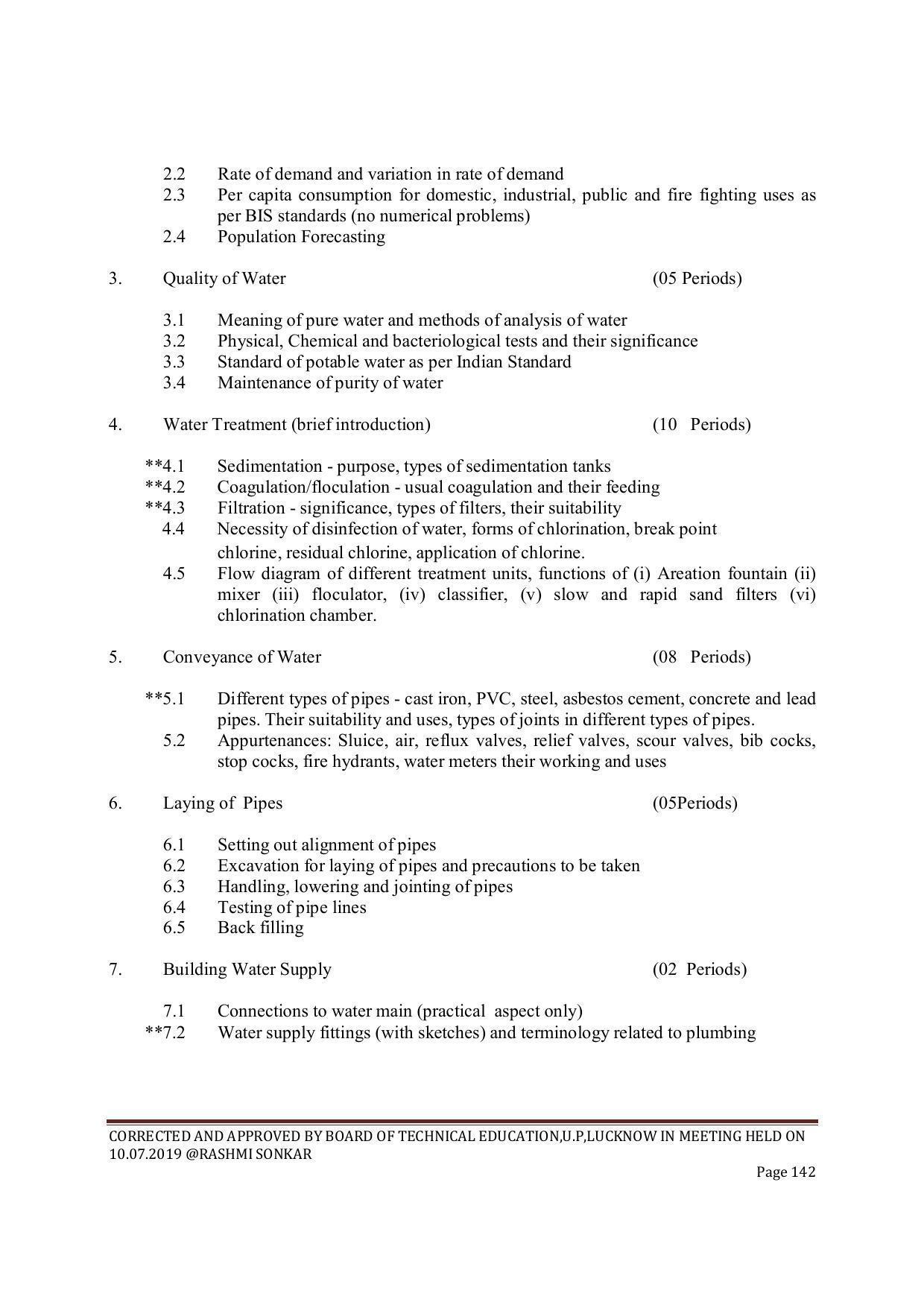 EFFECTIVE FROM JULY 2019-20 - SIX SEMESTER DIPLOMA COURSE IN CIVIL ENGINEERING (ENVIR. POLL. &CON) - Page 142