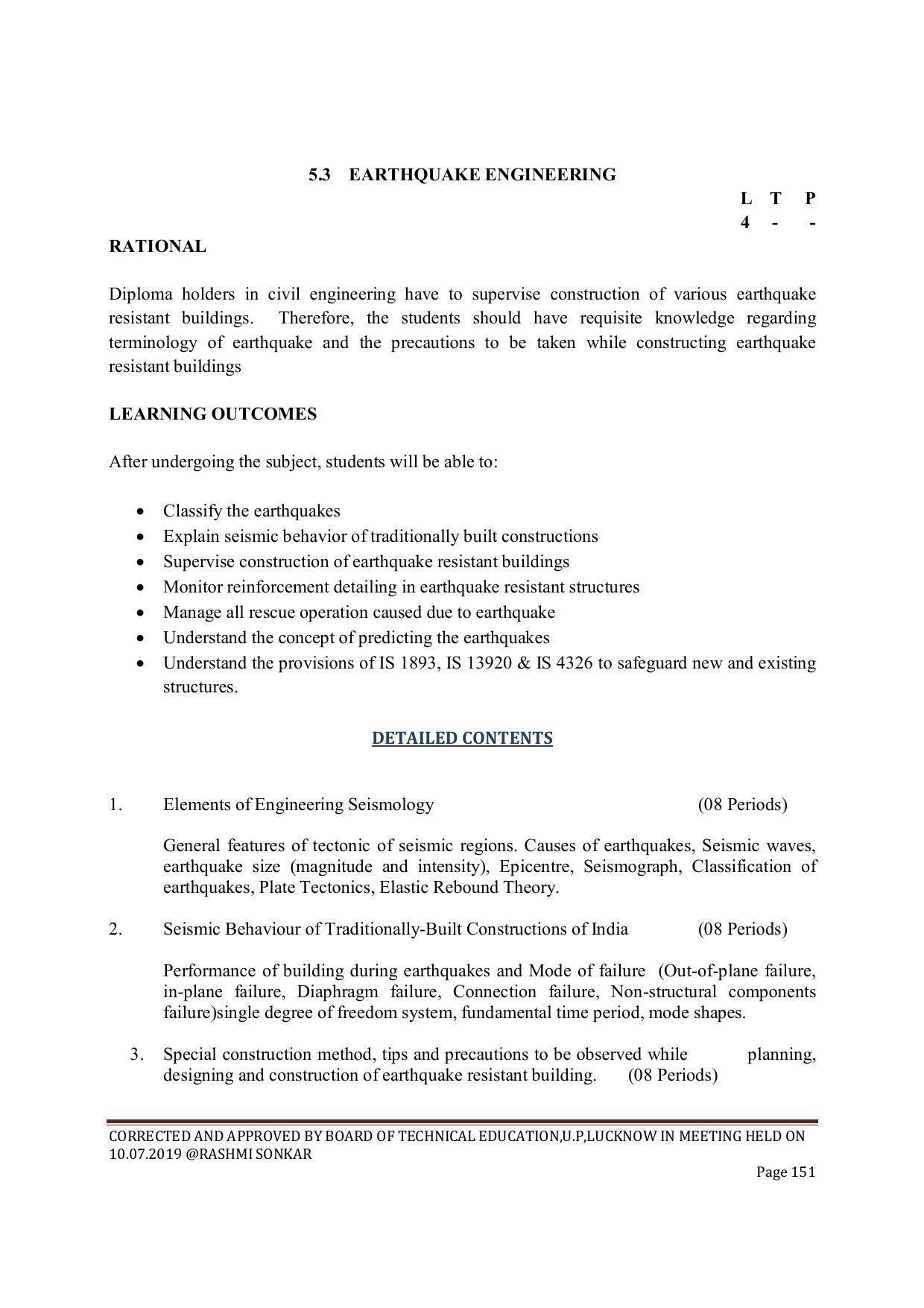 EFFECTIVE FROM JULY 2019-20 - SIX SEMESTER DIPLOMA COURSE IN CIVIL ENGINEERING (ENVIR. POLL. &CON) - Page 151
