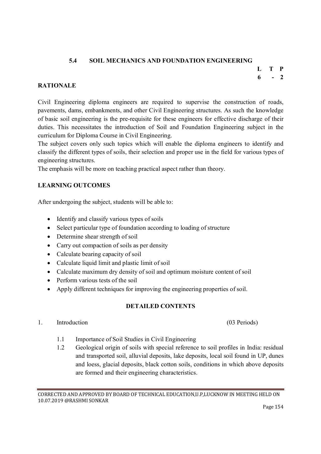 EFFECTIVE FROM JULY 2019-20 - SIX SEMESTER DIPLOMA COURSE IN CIVIL ENGINEERING (ENVIR. POLL. &CON) - Page 154