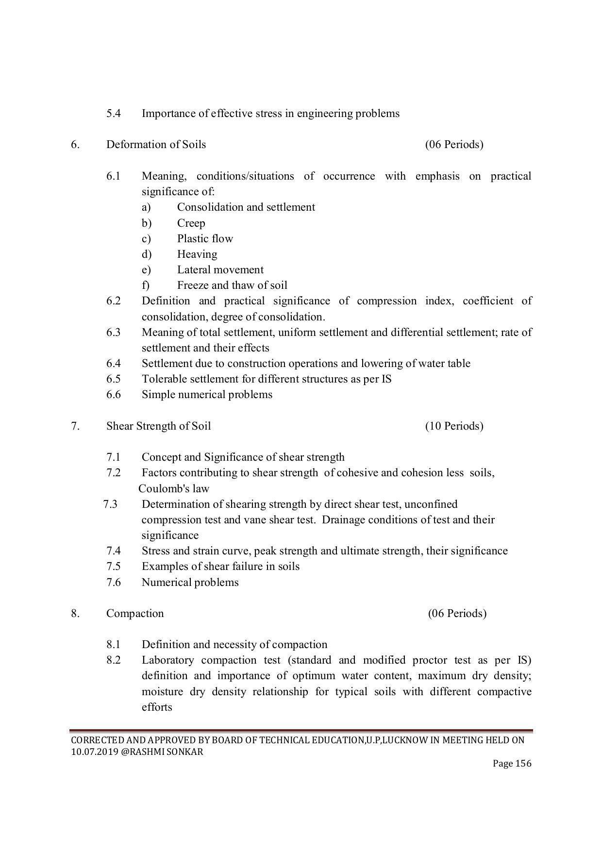 EFFECTIVE FROM JULY 2019-20 - SIX SEMESTER DIPLOMA COURSE IN CIVIL ENGINEERING (ENVIR. POLL. &CON) - Page 156