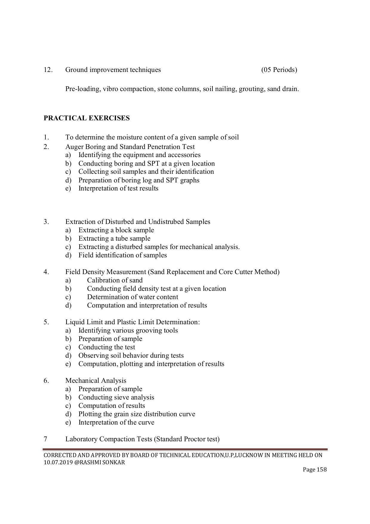 EFFECTIVE FROM JULY 2019-20 - SIX SEMESTER DIPLOMA COURSE IN CIVIL ENGINEERING (ENVIR. POLL. &CON) - Page 158