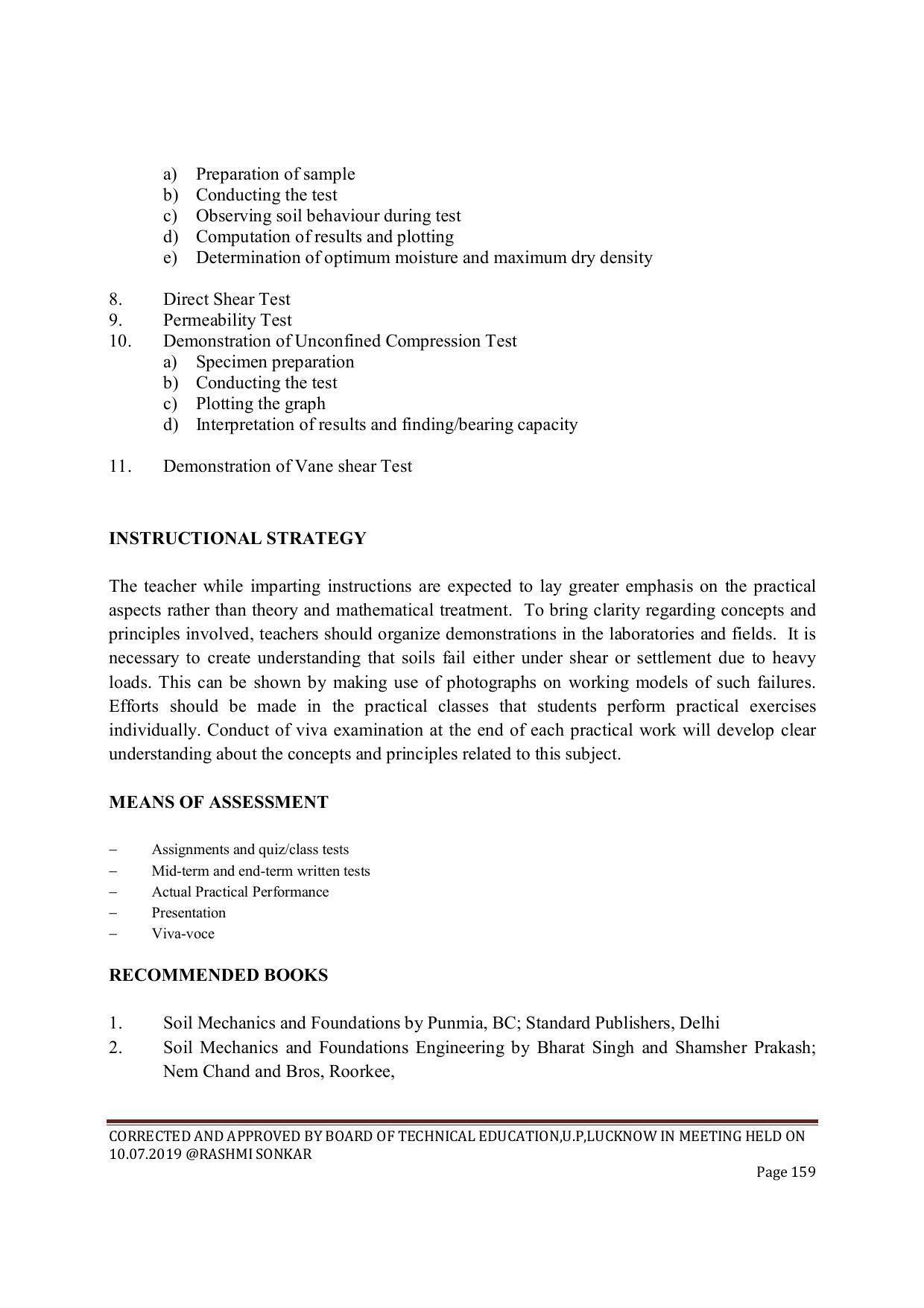 EFFECTIVE FROM JULY 2019-20 - SIX SEMESTER DIPLOMA COURSE IN CIVIL ENGINEERING (ENVIR. POLL. &CON) - Page 159