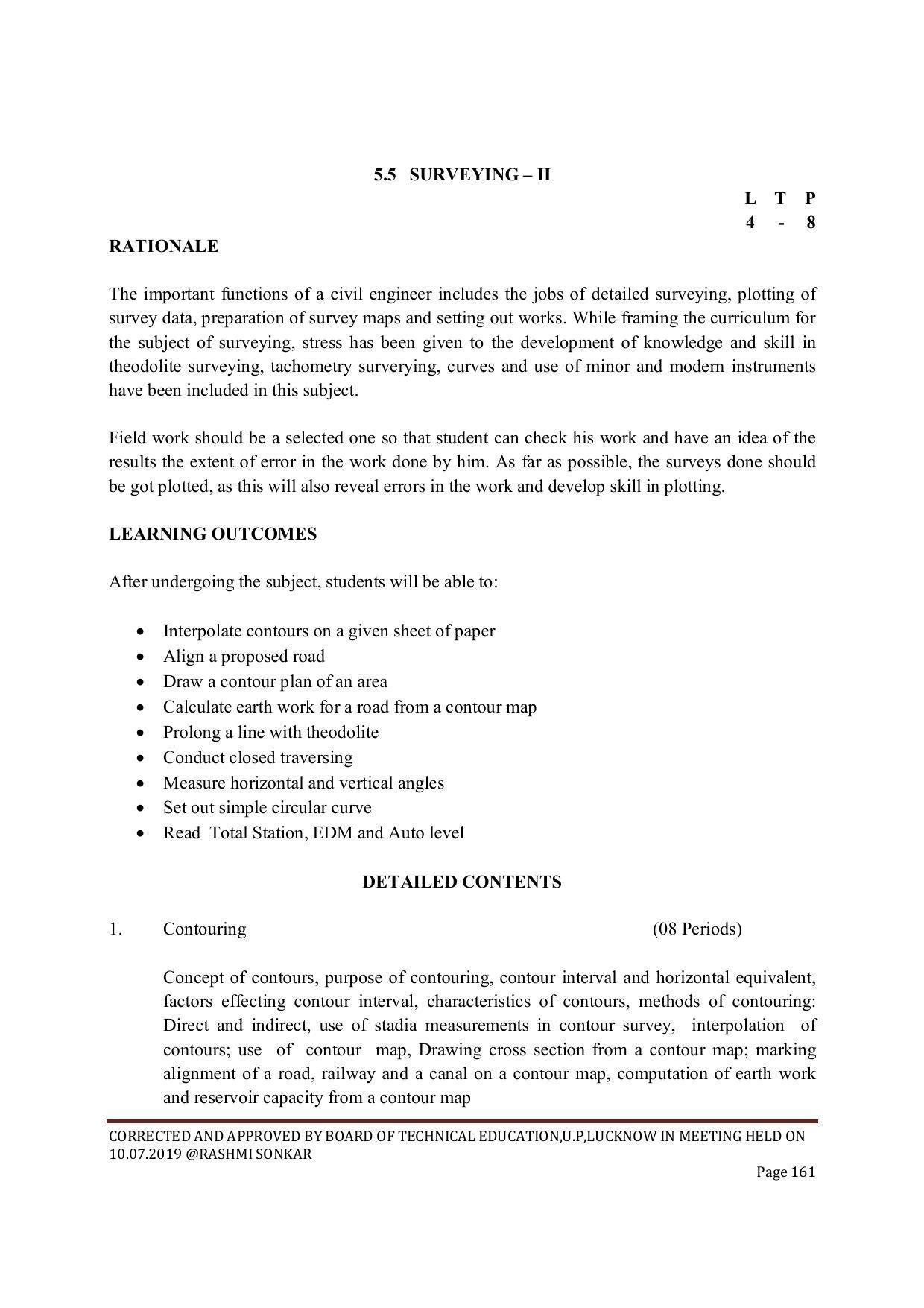 EFFECTIVE FROM JULY 2019-20 - SIX SEMESTER DIPLOMA COURSE IN CIVIL ENGINEERING (ENVIR. POLL. &CON) - Page 161
