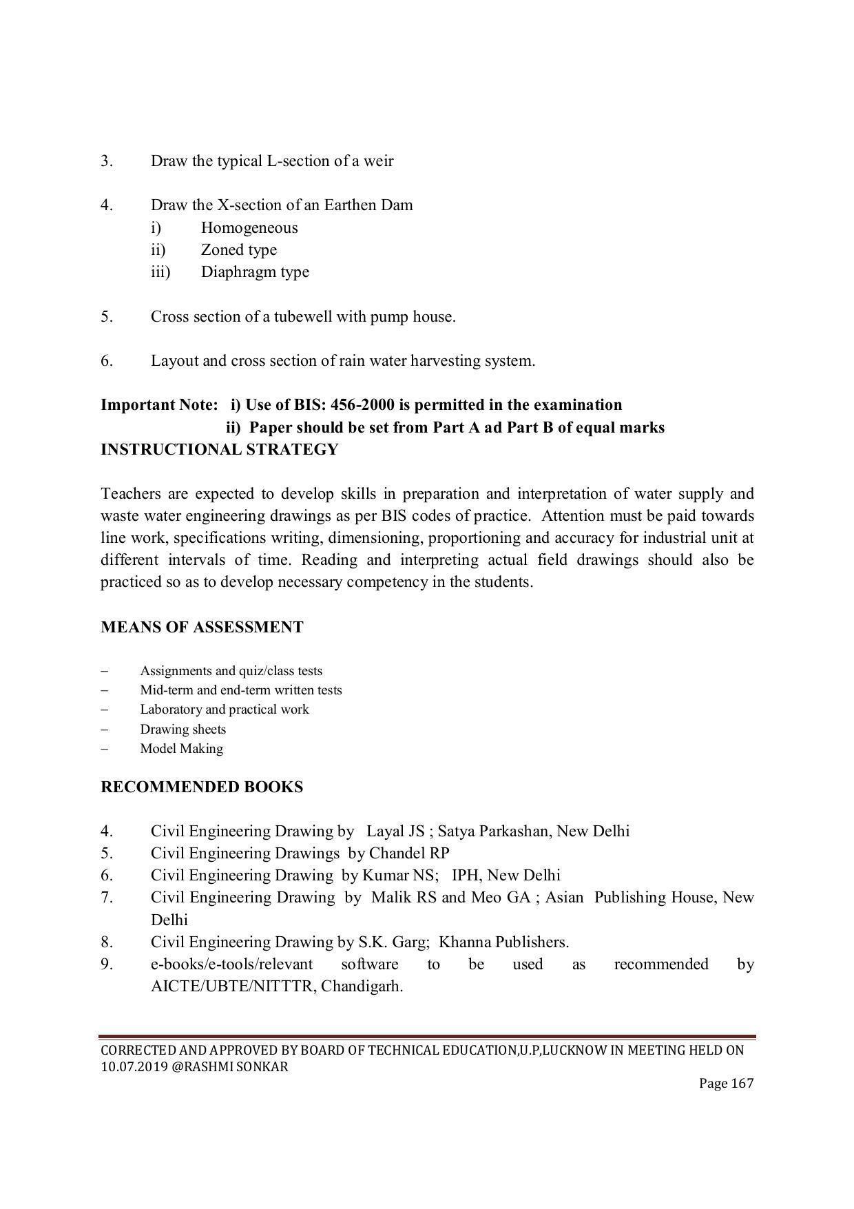 EFFECTIVE FROM JULY 2019-20 - SIX SEMESTER DIPLOMA COURSE IN CIVIL ENGINEERING (ENVIR. POLL. &CON) - Page 167