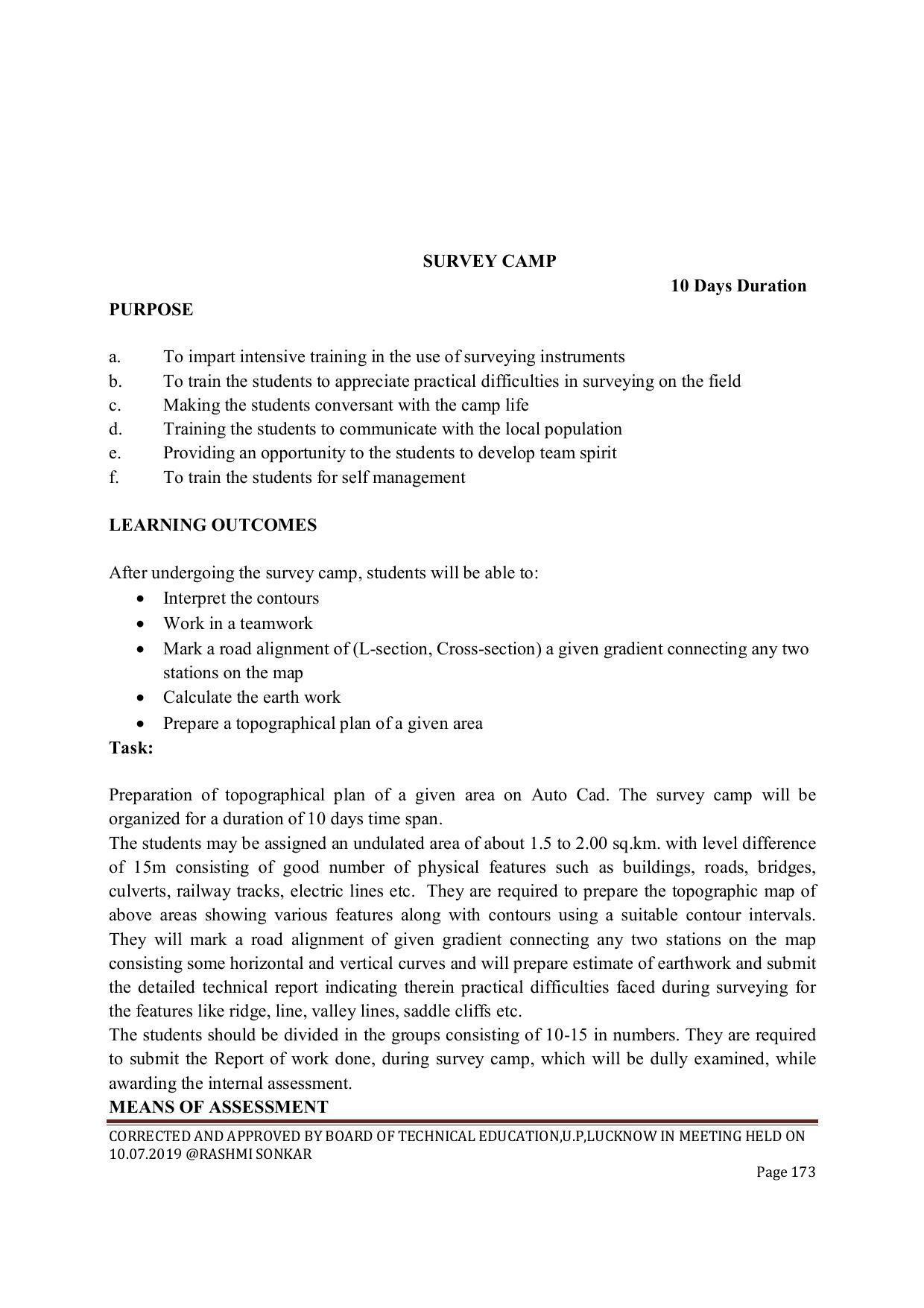 EFFECTIVE FROM JULY 2019-20 - SIX SEMESTER DIPLOMA COURSE IN CIVIL ENGINEERING (ENVIR. POLL. &CON) - Page 173