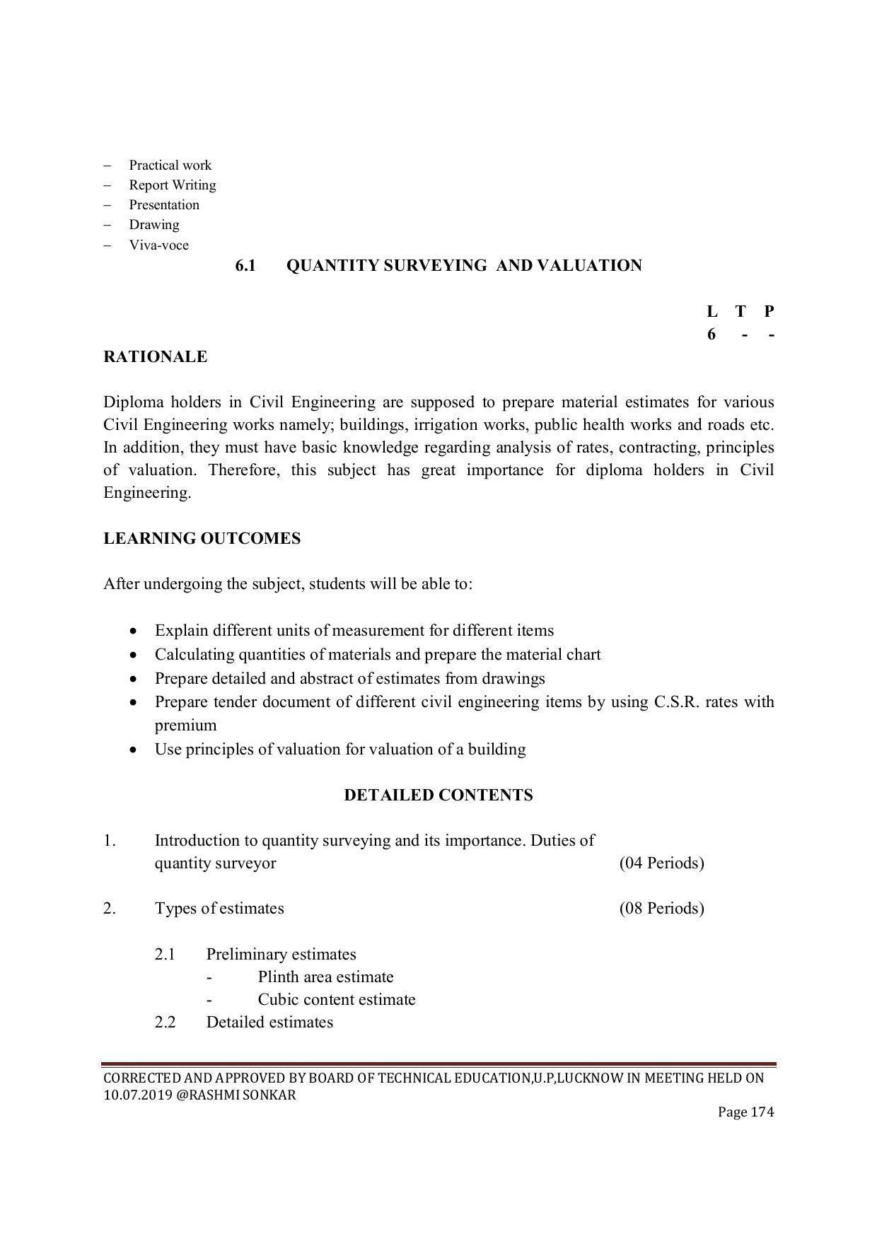 EFFECTIVE FROM JULY 2019-20 - SIX SEMESTER DIPLOMA COURSE IN CIVIL ENGINEERING (ENVIR. POLL. &CON) - Page 174