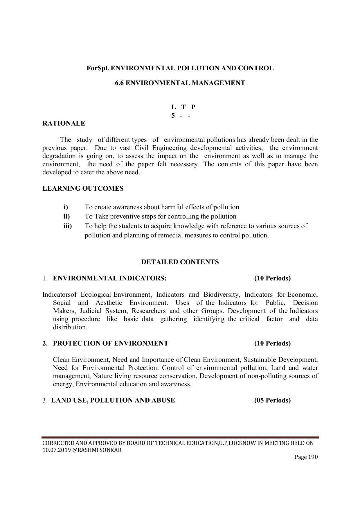 EFFECTIVE FROM JULY 2019-20 - SIX SEMESTER DIPLOMA COURSE IN CIVIL ENGINEERING (ENVIR. POLL. &CON) - Page 190