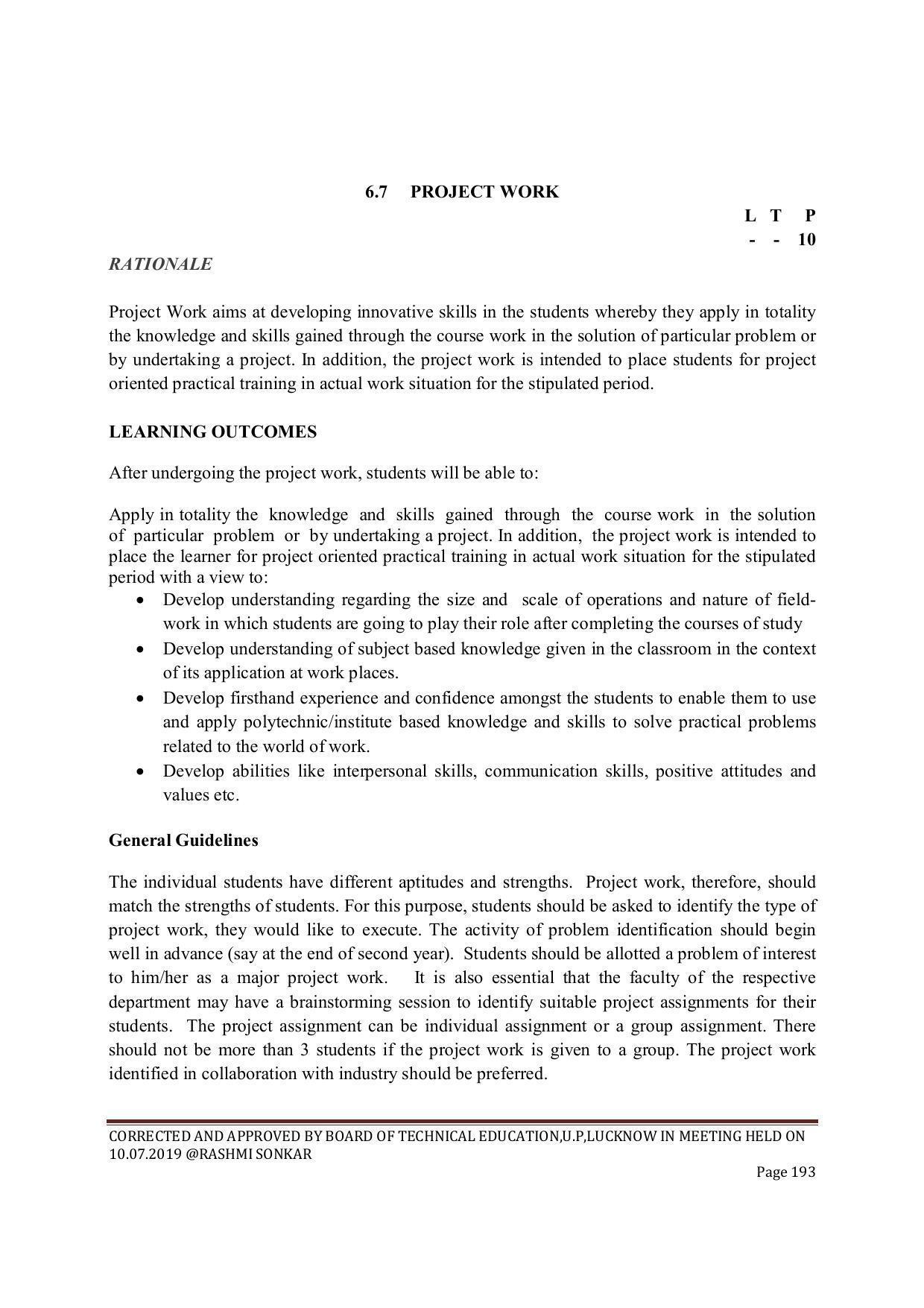 EFFECTIVE FROM JULY 2019-20 - SIX SEMESTER DIPLOMA COURSE IN CIVIL ENGINEERING (ENVIR. POLL. &CON) - Page 193