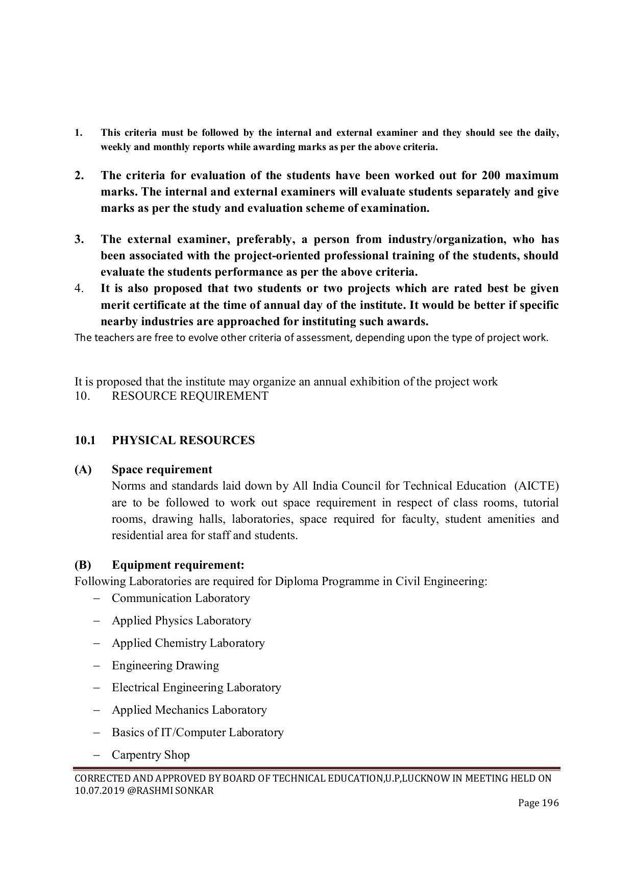 EFFECTIVE FROM JULY 2019-20 - SIX SEMESTER DIPLOMA COURSE IN CIVIL ENGINEERING (ENVIR. POLL. &CON) - Page 196