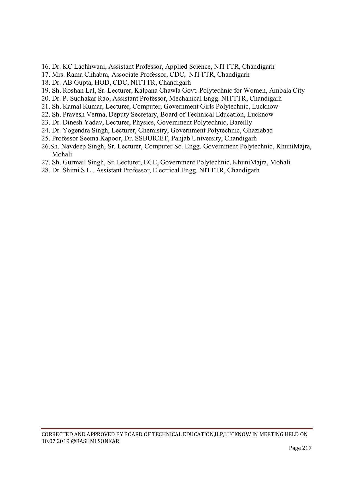 EFFECTIVE FROM JULY 2019-20 - SIX SEMESTER DIPLOMA COURSE IN CIVIL ENGINEERING (ENVIR. POLL. &CON) - Page 217