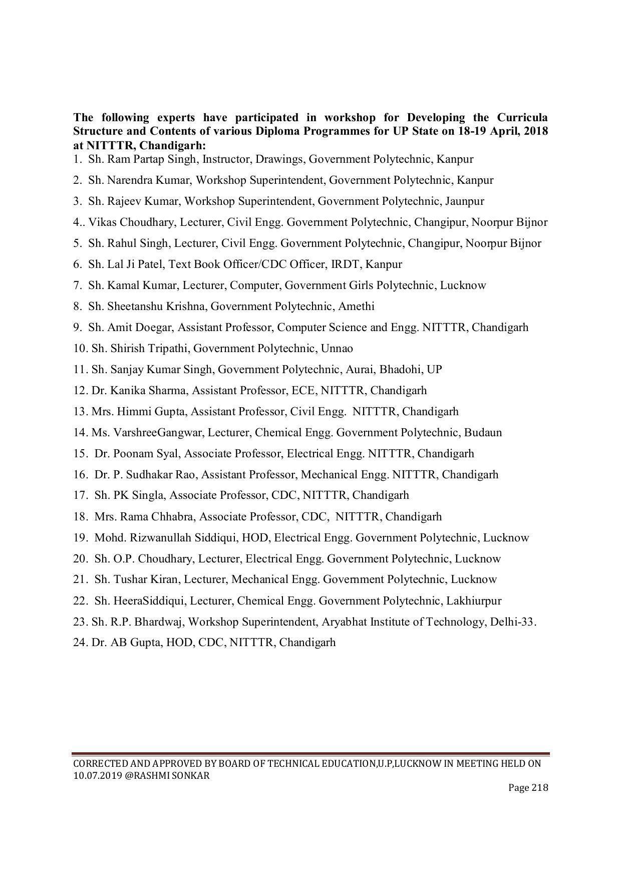 EFFECTIVE FROM JULY 2019-20 - SIX SEMESTER DIPLOMA COURSE IN CIVIL ENGINEERING (ENVIR. POLL. &CON) - Page 218