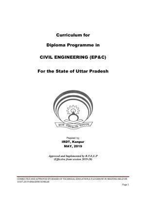EFFECTIVE FROM JULY 2019-20 - SIX SEMESTER DIPLOMA COURSE IN CIVIL ENGINEERING (ENVIR. POLL. &CON)