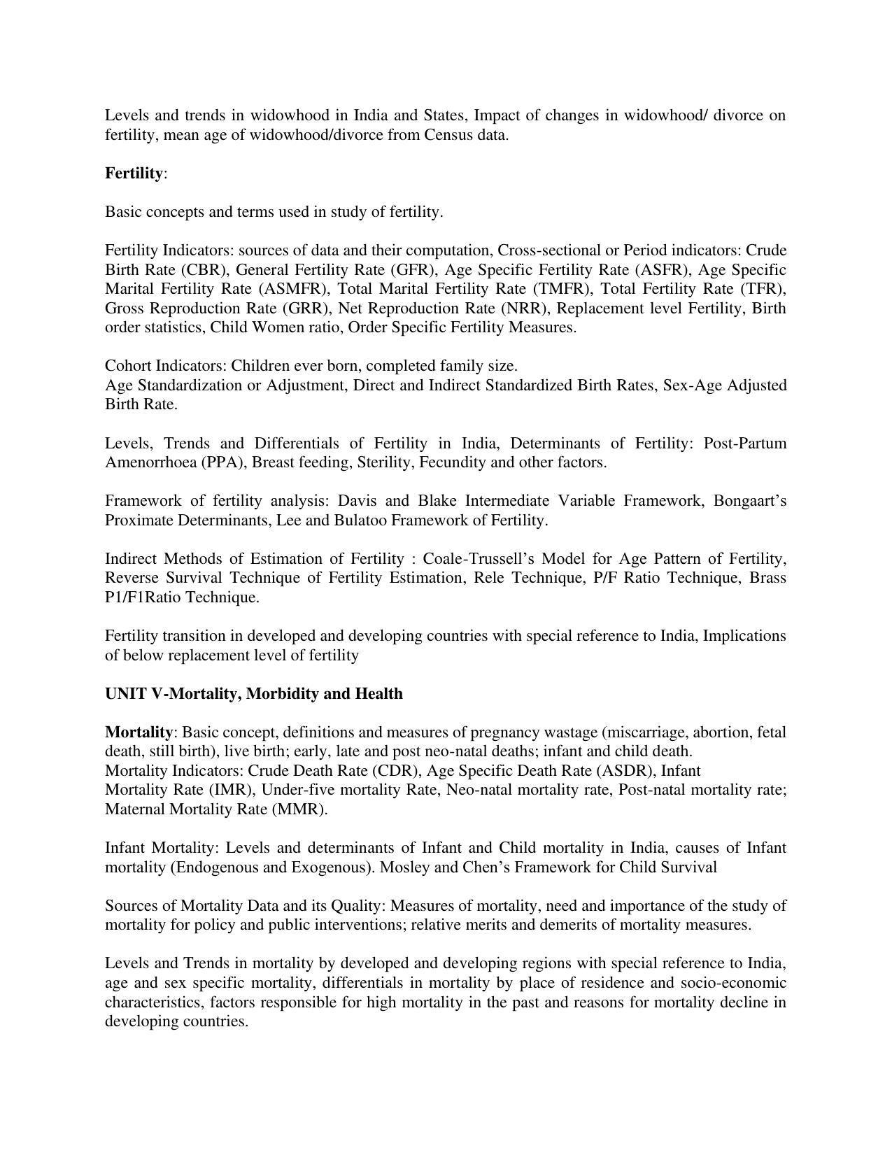 AP RCET Population Studies Syllabus - Page 3