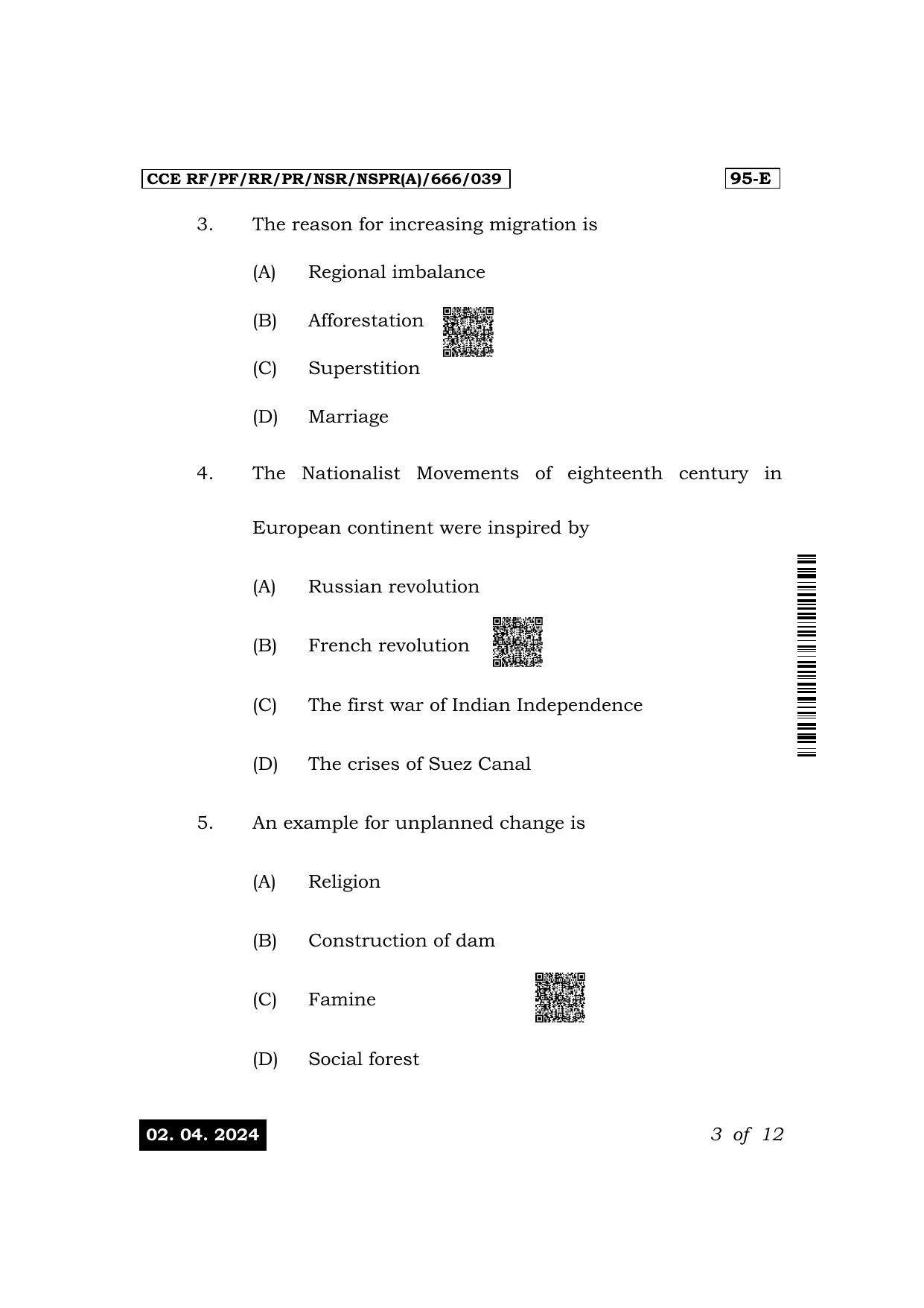 Karnataka SSLC Sociology (English Medium) Exam 1 Question Paper 2024 (A Version) - Page 3
