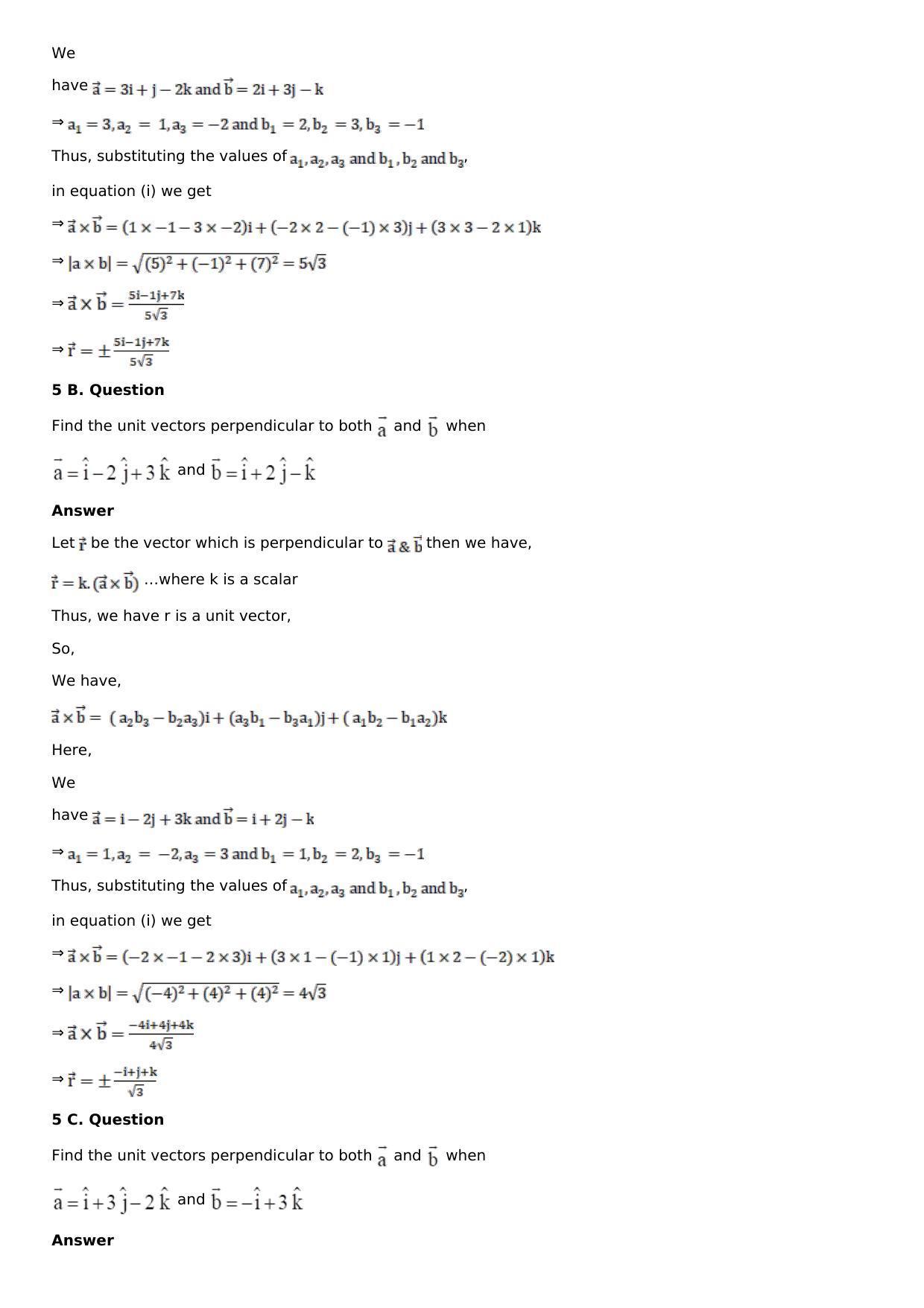 Chapter 24: Cross, or Vector, Product of Vectors Solutions: RS Aggarwal Class 12 Solutions  - Page 5