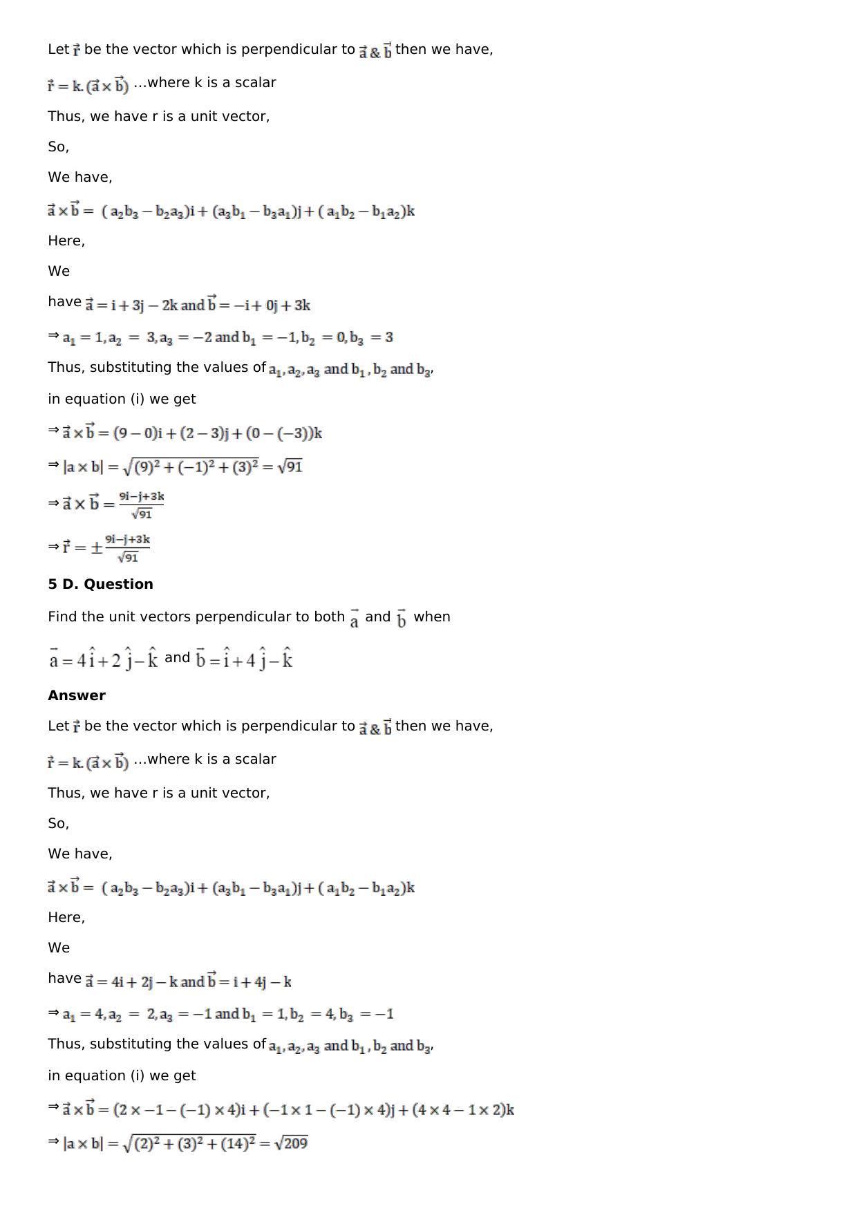 Chapter 24: Cross, or Vector, Product of Vectors Solutions: RS Aggarwal Class 12 Solutions  - Page 6