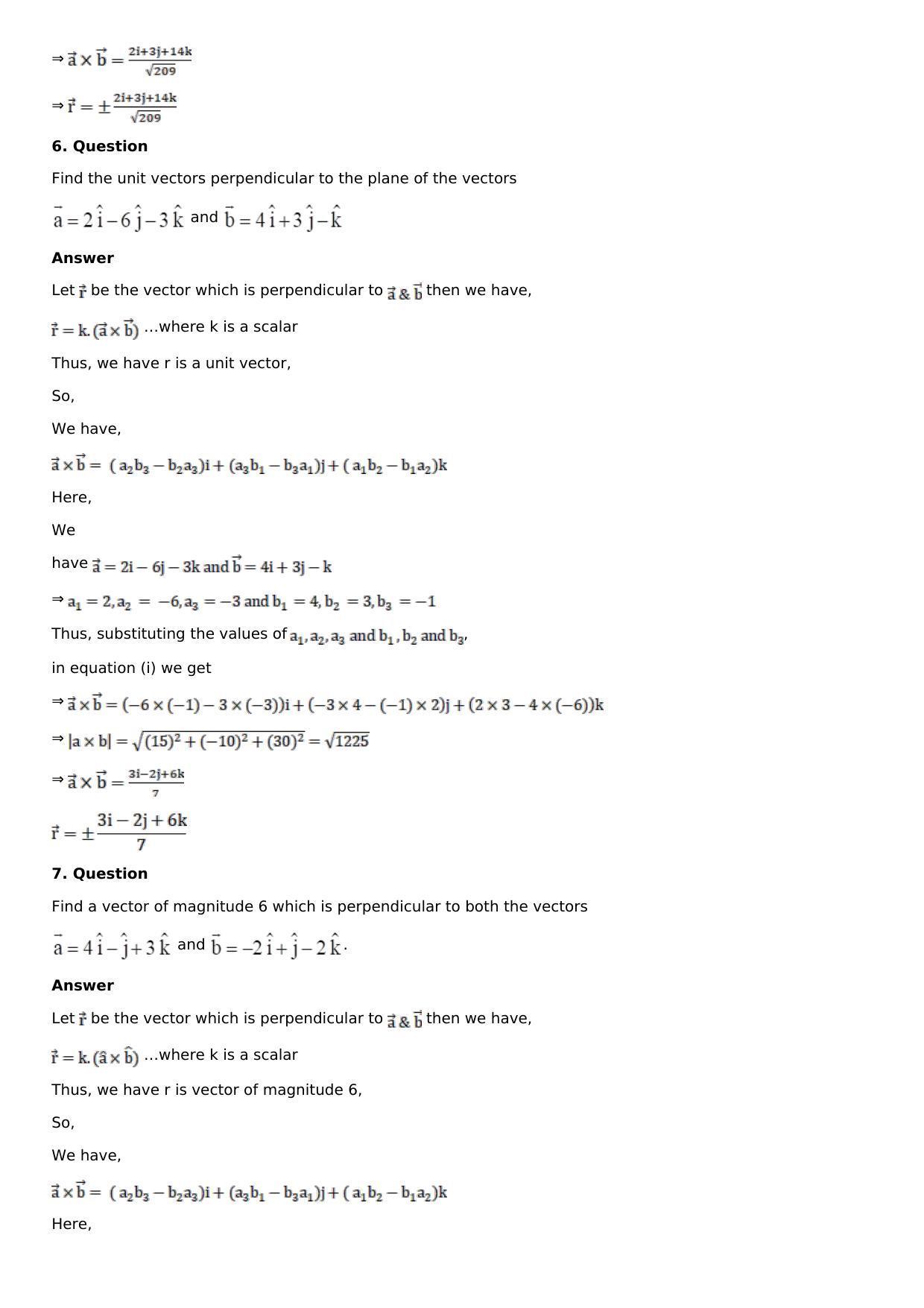 Chapter 24: Cross, or Vector, Product of Vectors Solutions: RS Aggarwal Class 12 Solutions  - Page 7