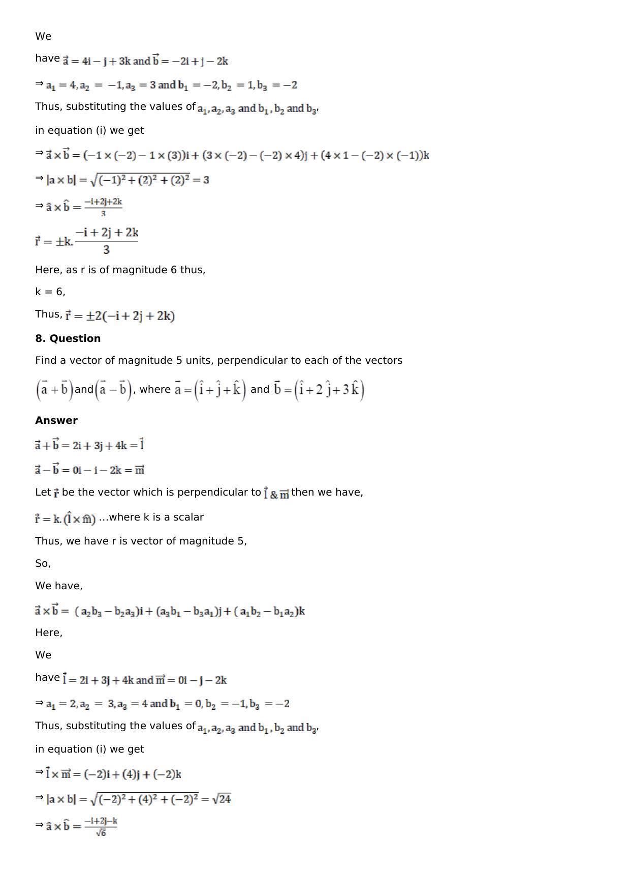 Chapter 24: Cross, or Vector, Product of Vectors Solutions: RS Aggarwal Class 12 Solutions  - Page 8