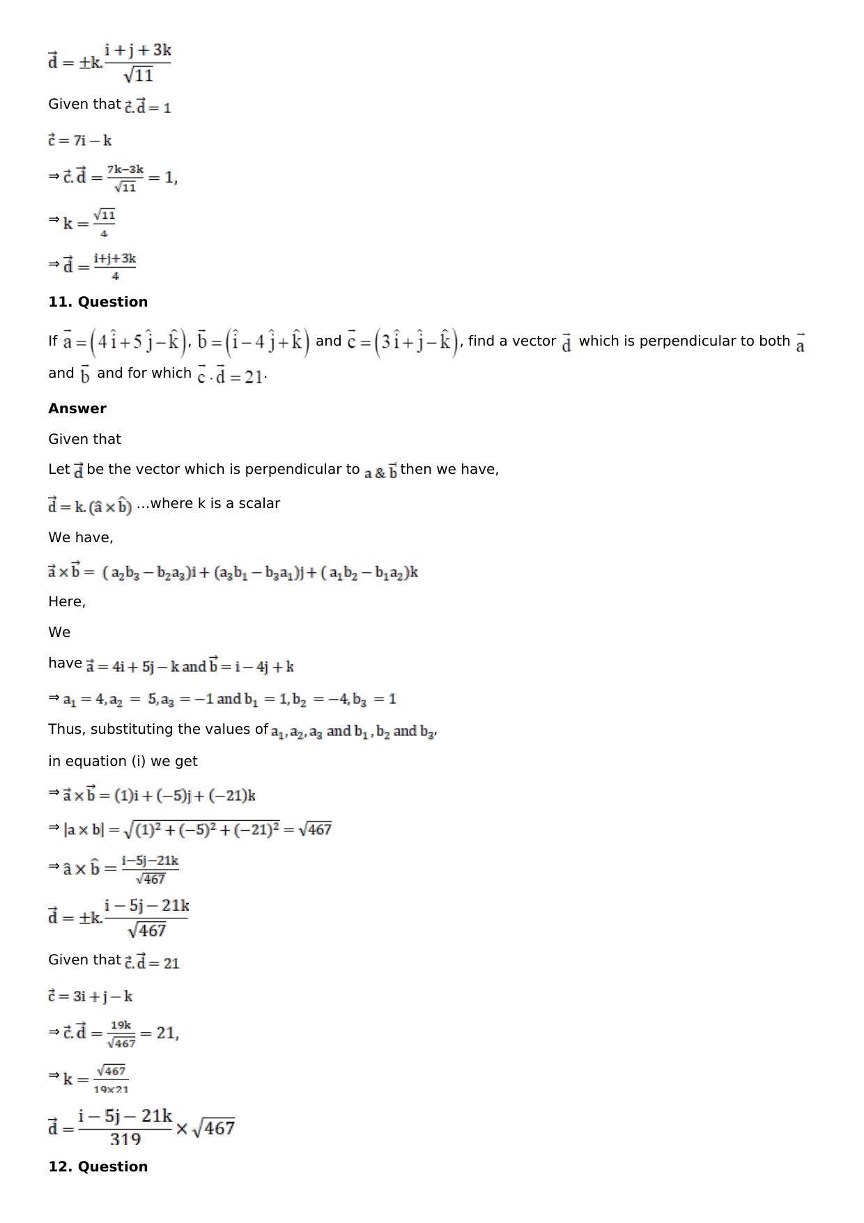 Chapter 24: Cross, or Vector, Product of Vectors Solutions: RS Aggarwal Class 12 Solutions  - Page 10