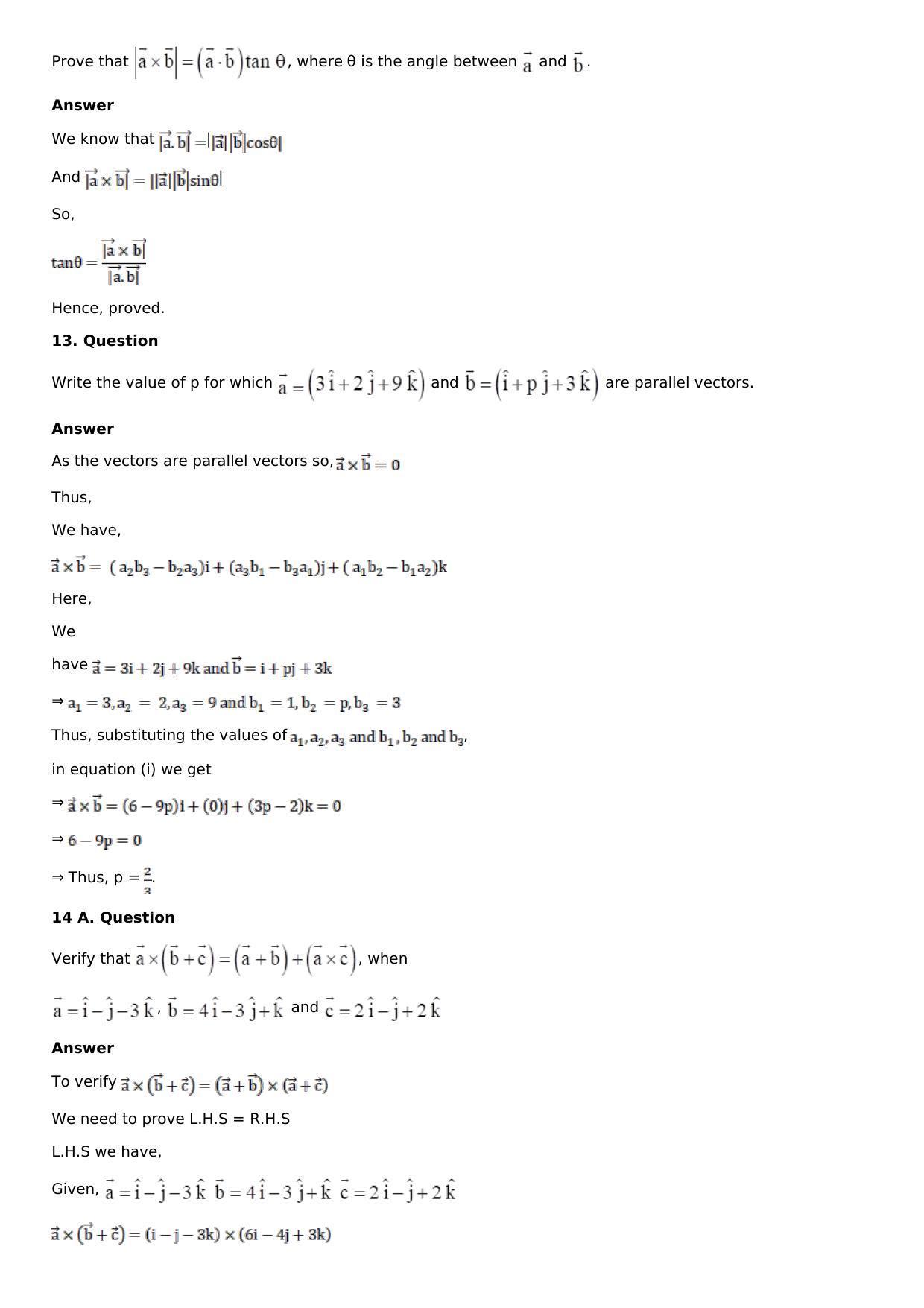 Chapter 24: Cross, or Vector, Product of Vectors Solutions: RS Aggarwal Class 12 Solutions  - Page 11