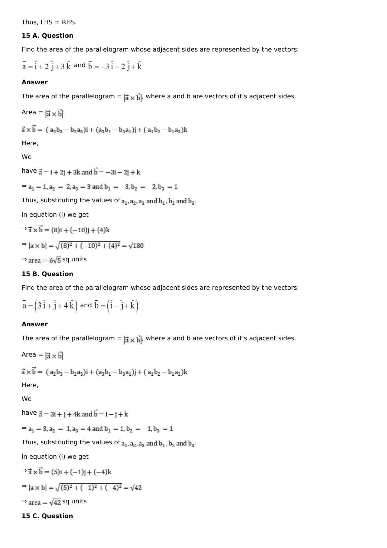 Chapter 24: Cross, or Vector, Product of Vectors Solutions: RS Aggarwal Class 12 Solutions  - Page 13