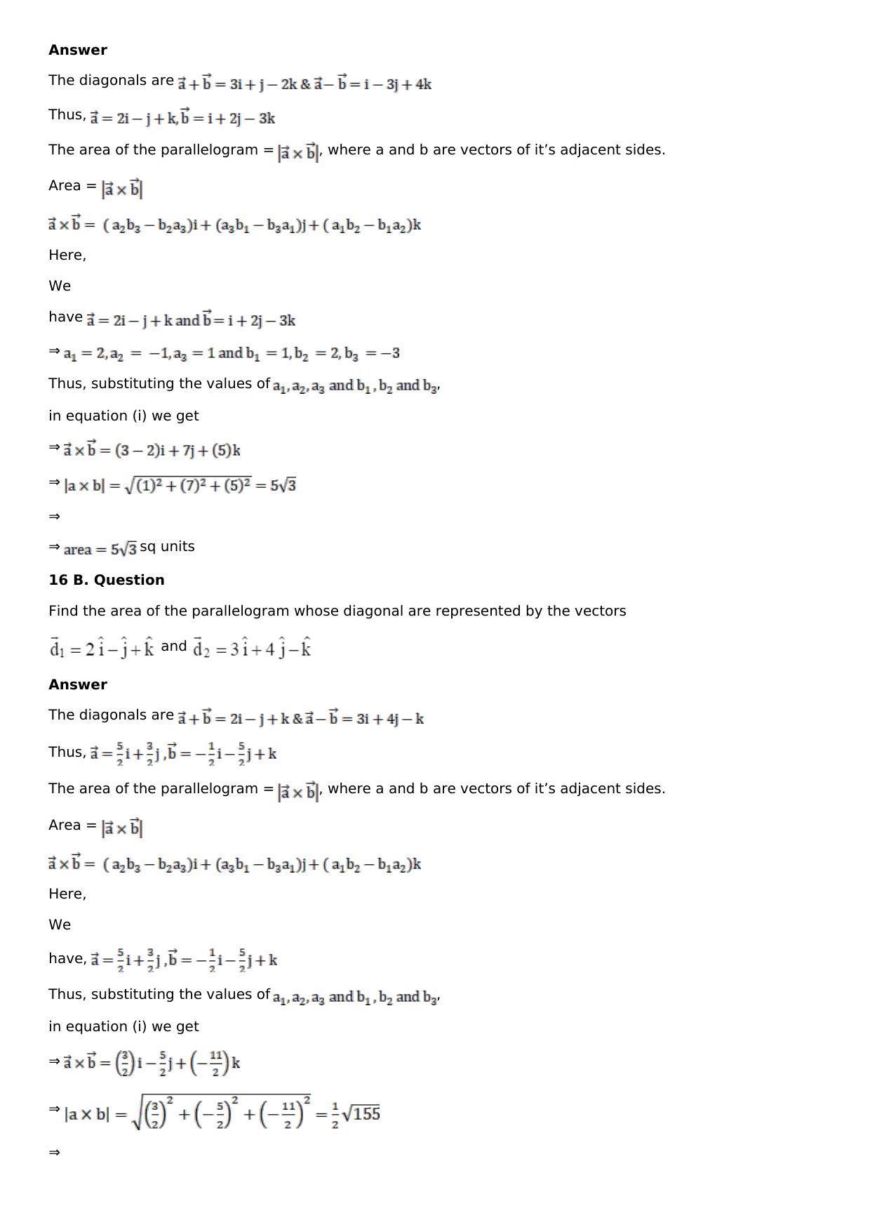 Chapter 24: Cross, or Vector, Product of Vectors Solutions: RS Aggarwal Class 12 Solutions  - Page 15