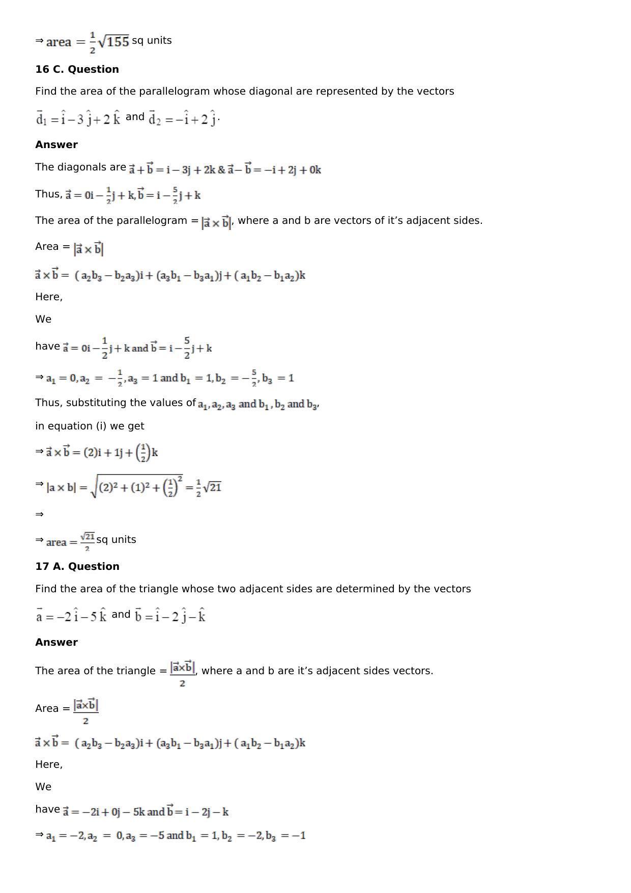 Chapter 24: Cross, or Vector, Product of Vectors Solutions: RS Aggarwal Class 12 Solutions  - Page 16