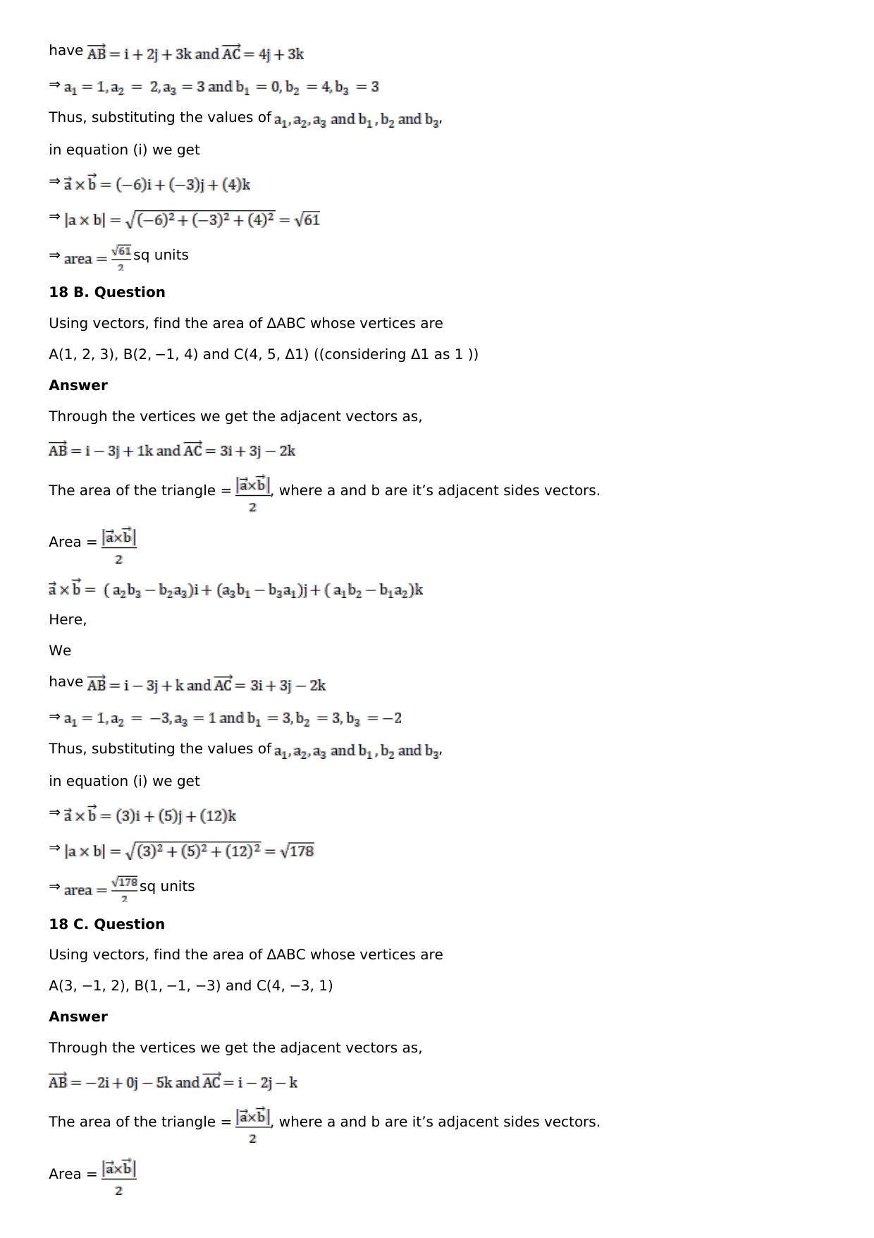 Chapter 24: Cross, or Vector, Product of Vectors Solutions: RS Aggarwal Class 12 Solutions  - Page 18