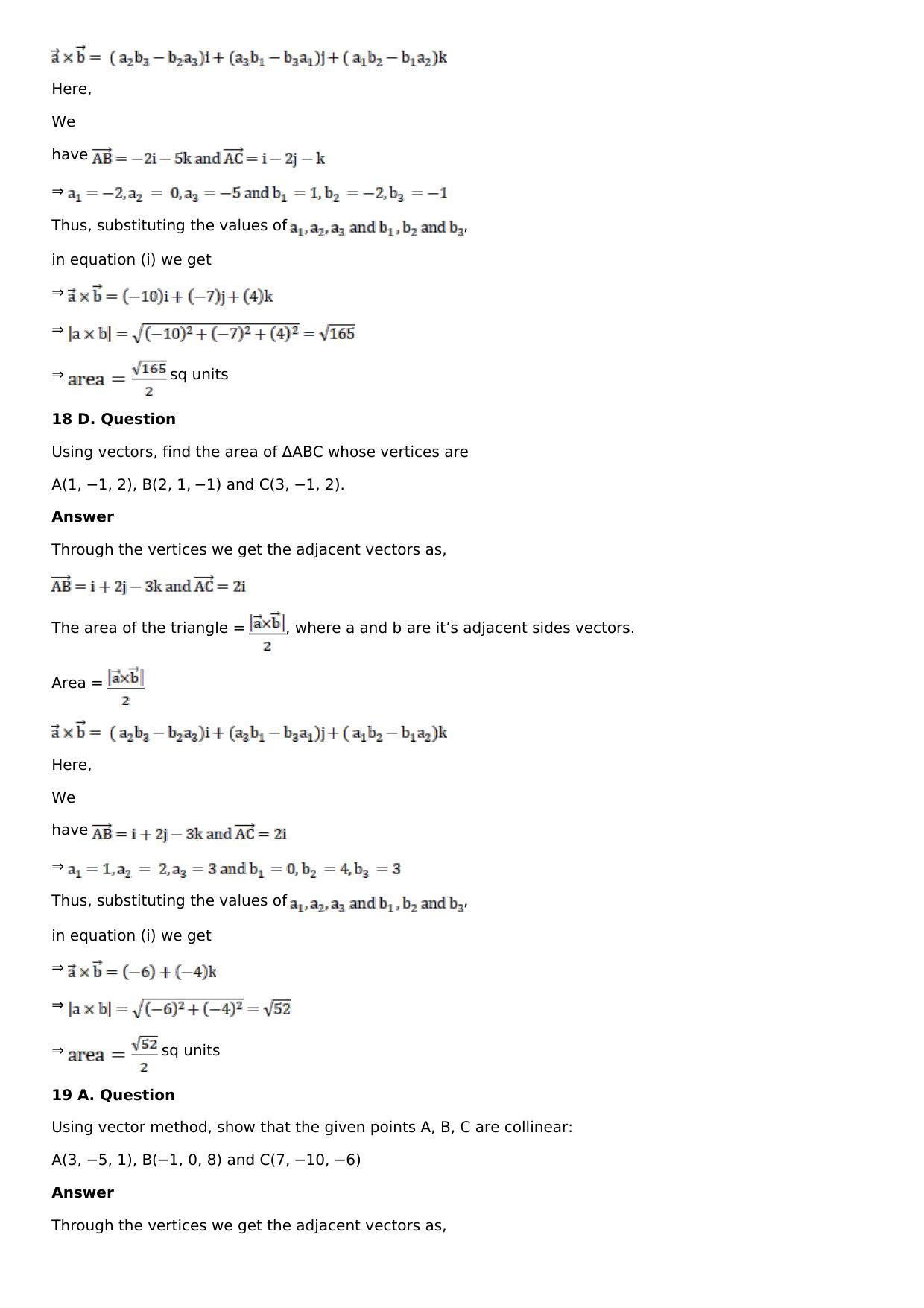 Chapter 24: Cross, or Vector, Product of Vectors Solutions: RS Aggarwal Class 12 Solutions  - Page 19