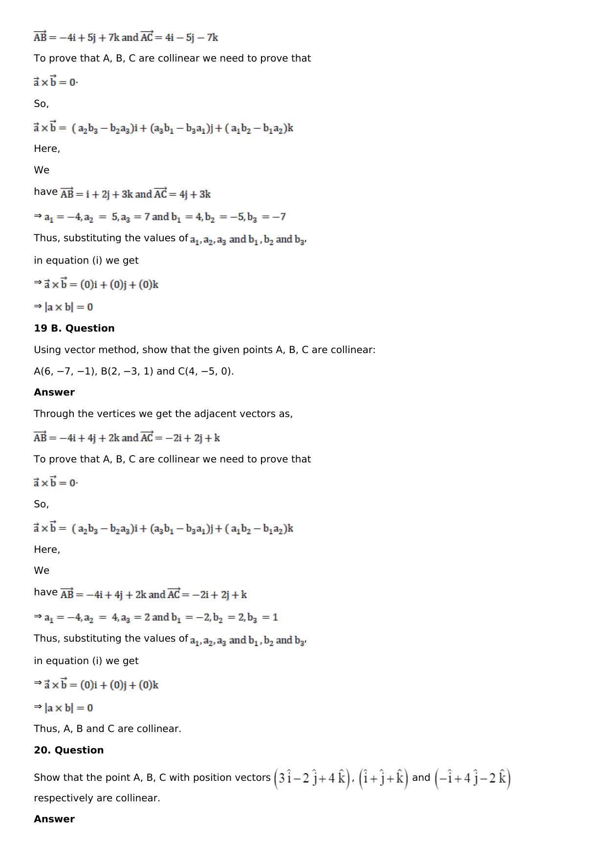 Chapter 24: Cross, or Vector, Product of Vectors Solutions: RS Aggarwal Class 12 Solutions  - Page 20