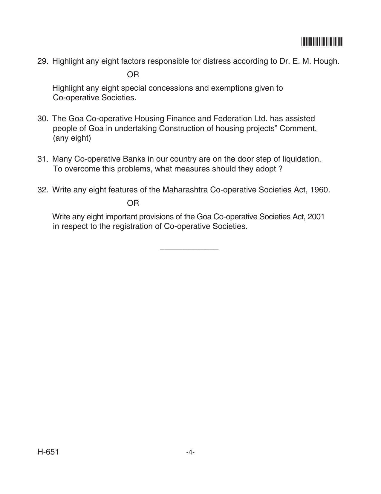 Goa Board Class 12 Co-operation 651 New Pattern Paper 2 (June 2018) Question Paper - Page 4