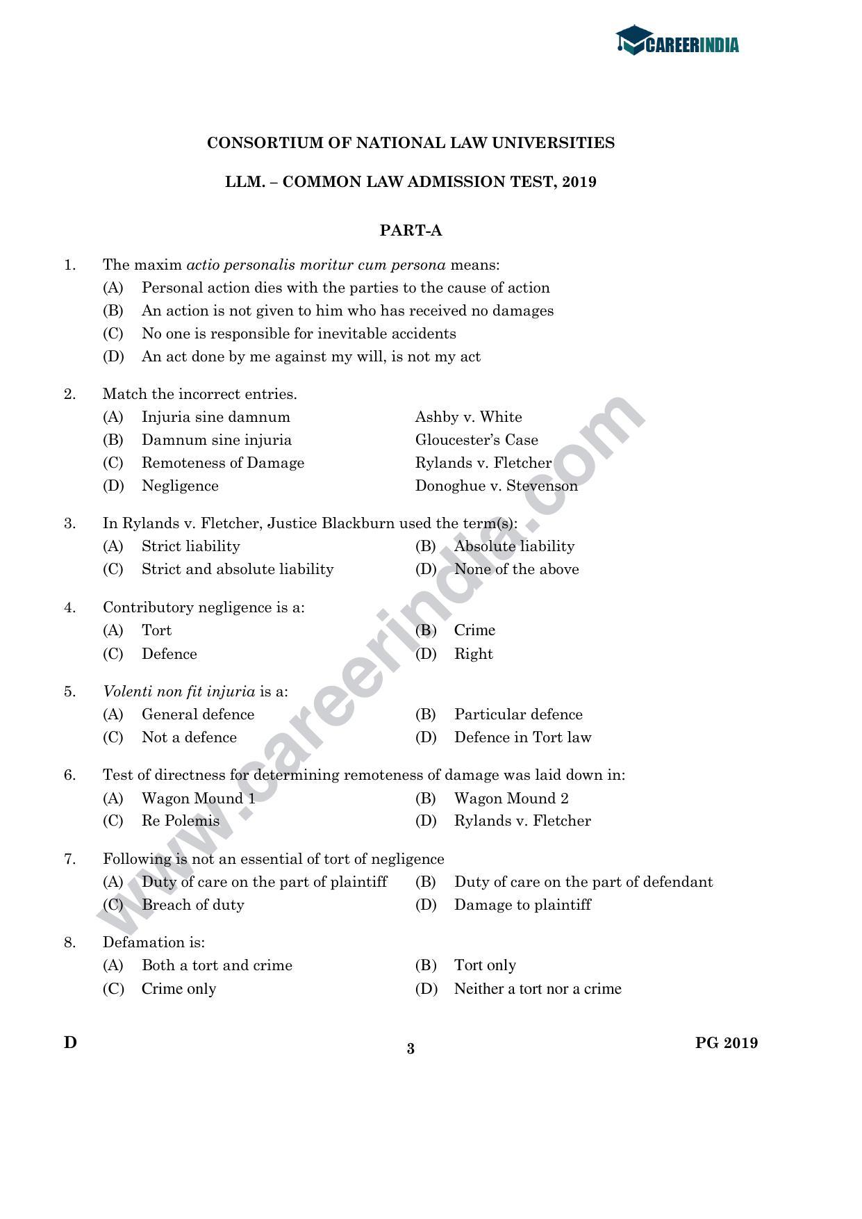 CLAT 2019 PG D-Series Question Papers - Page 2