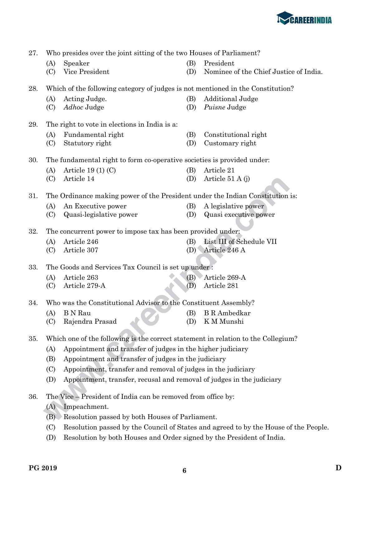 CLAT 2019 PG D-Series Question Papers - Page 5