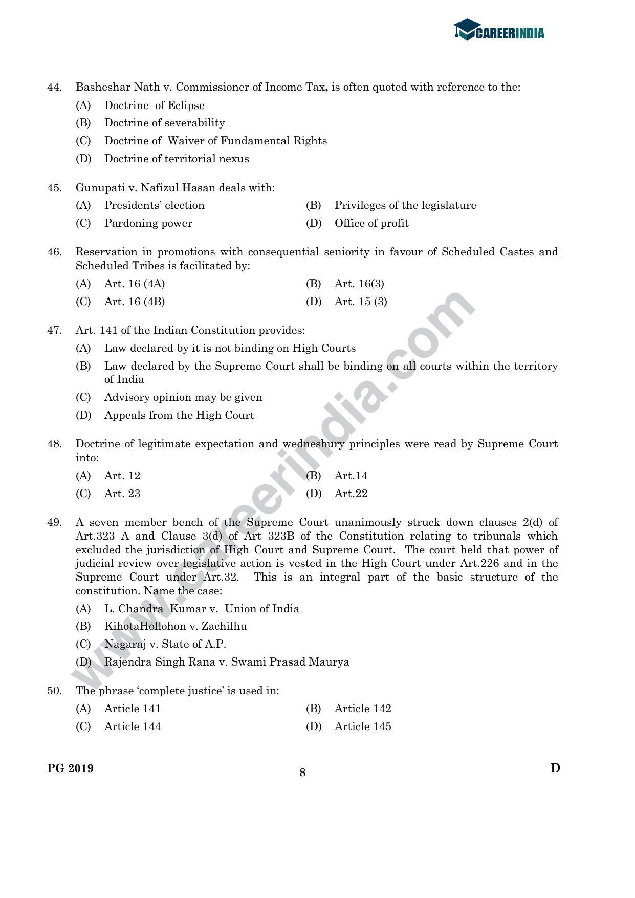 CLAT 2019 PG D-Series Question Papers - Page 7