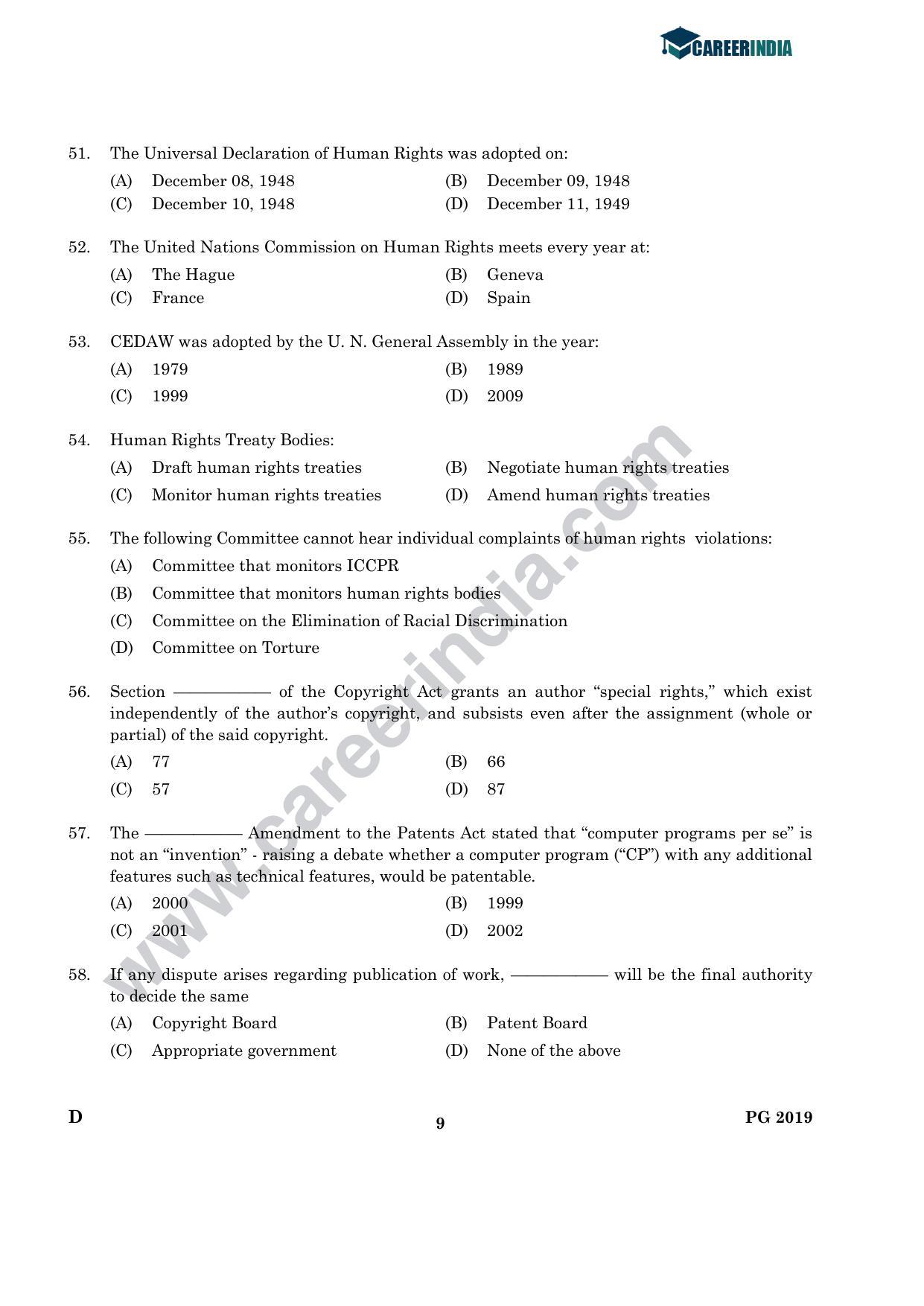 CLAT 2019 PG D-Series Question Papers - Page 8