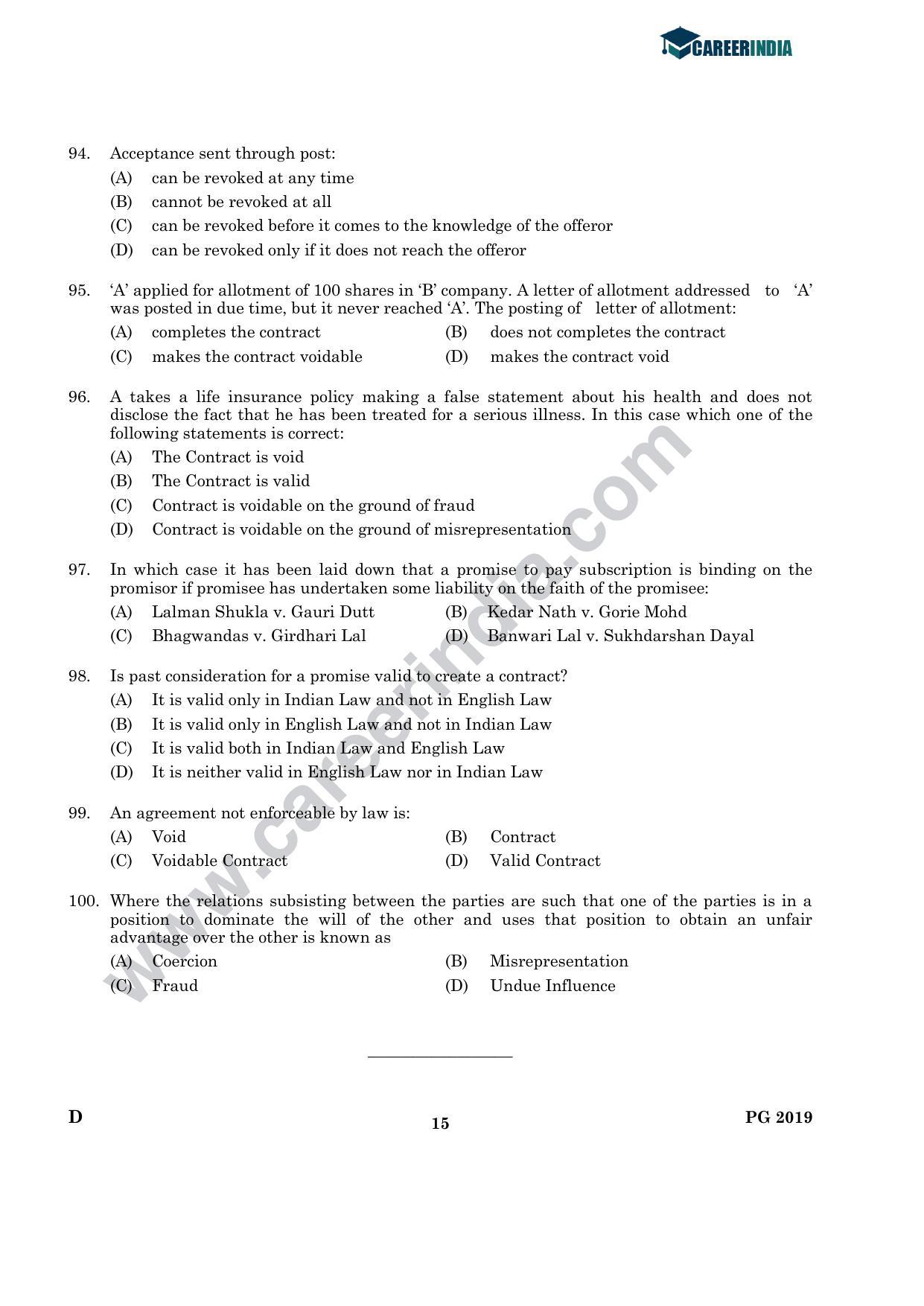 CLAT 2019 PG D-Series Question Papers - Page 14