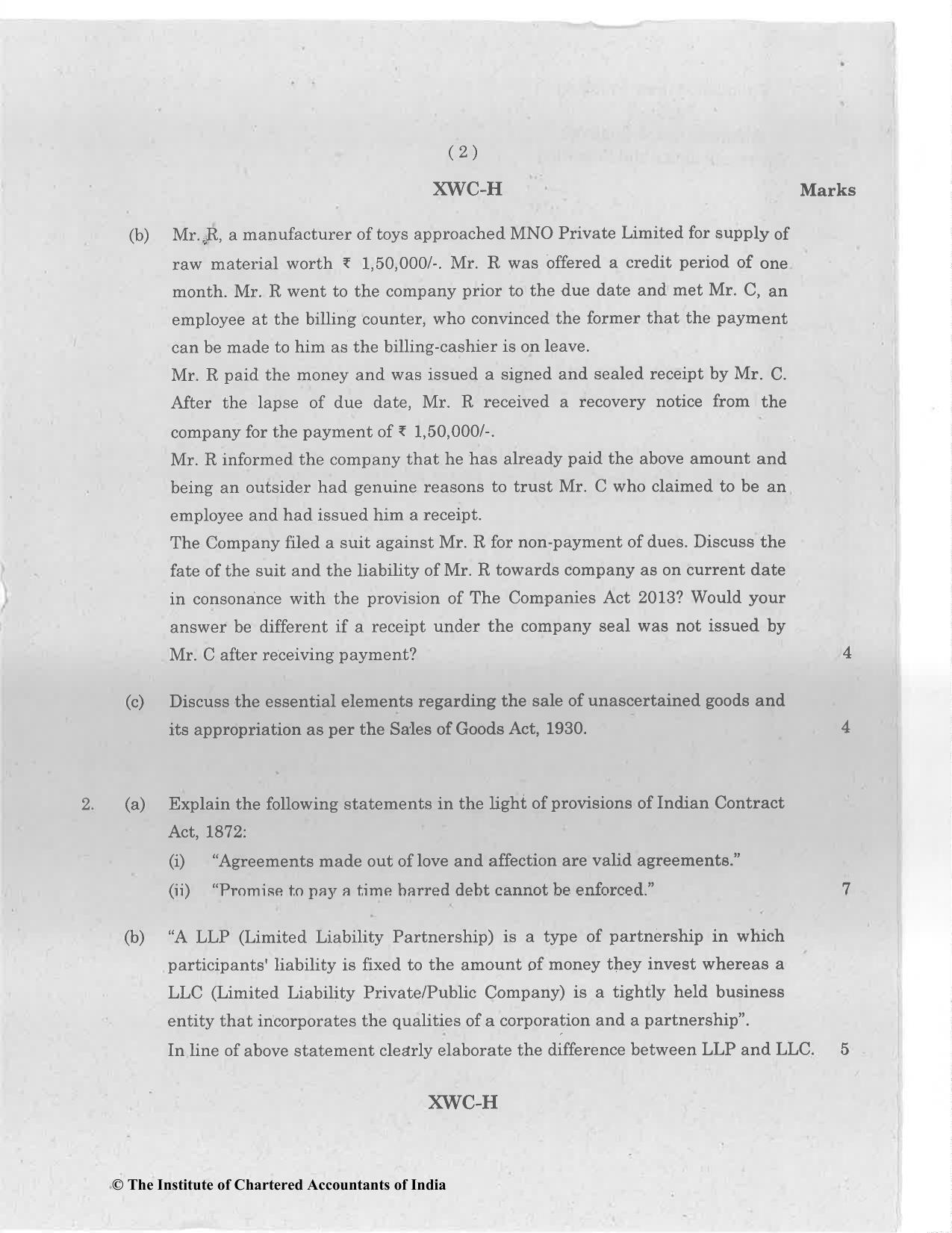 CA Foundation December 2022 Question Paper - Paper 2 (Business Laws and Business Correspondence and Reporting) - Page 2