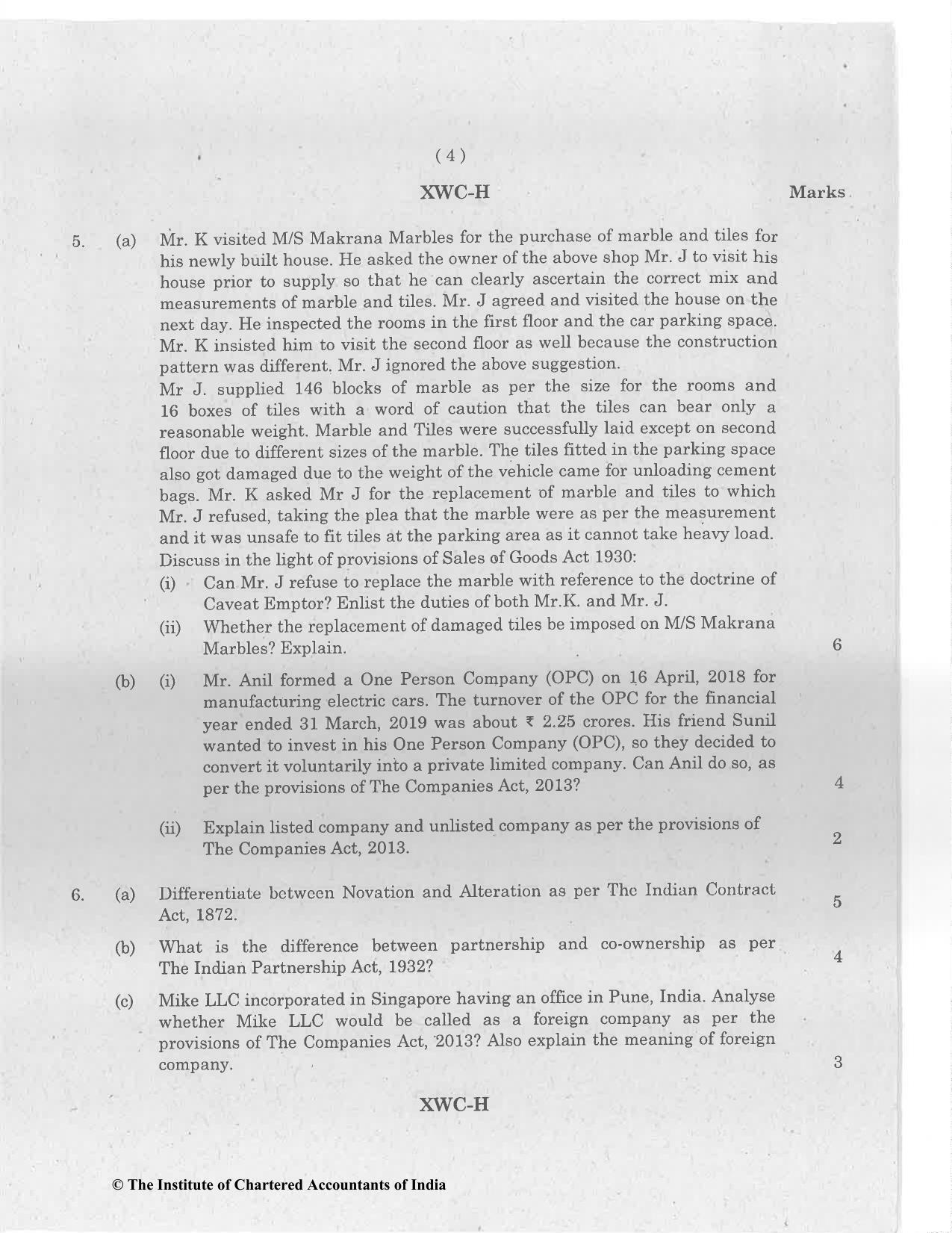 CA Foundation December 2022 Question Paper - Paper 2 (Business Laws and Business Correspondence and Reporting) - Page 4