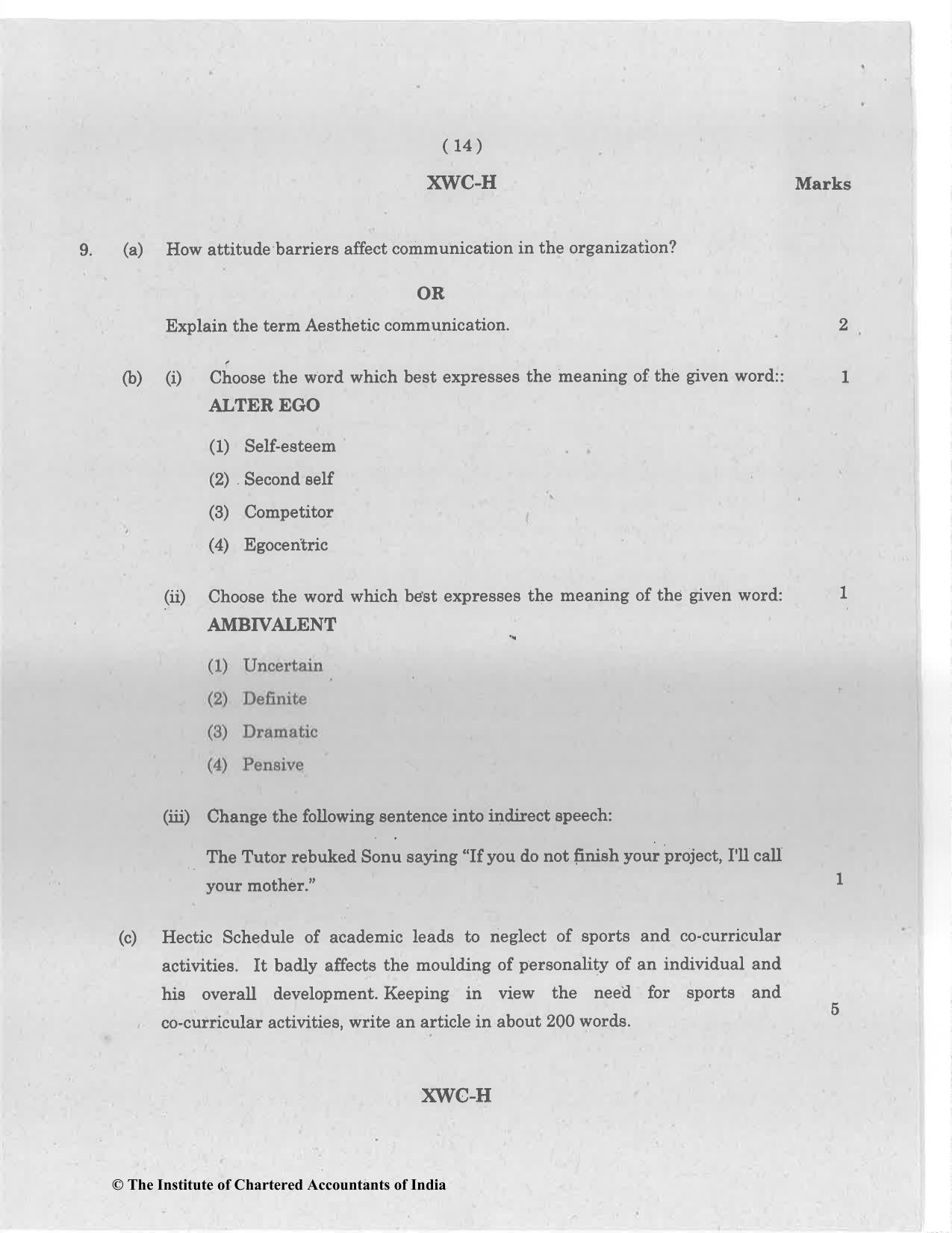 CA Foundation December 2022 Question Paper - Paper 2 (Business Laws and Business Correspondence and Reporting) - Page 14